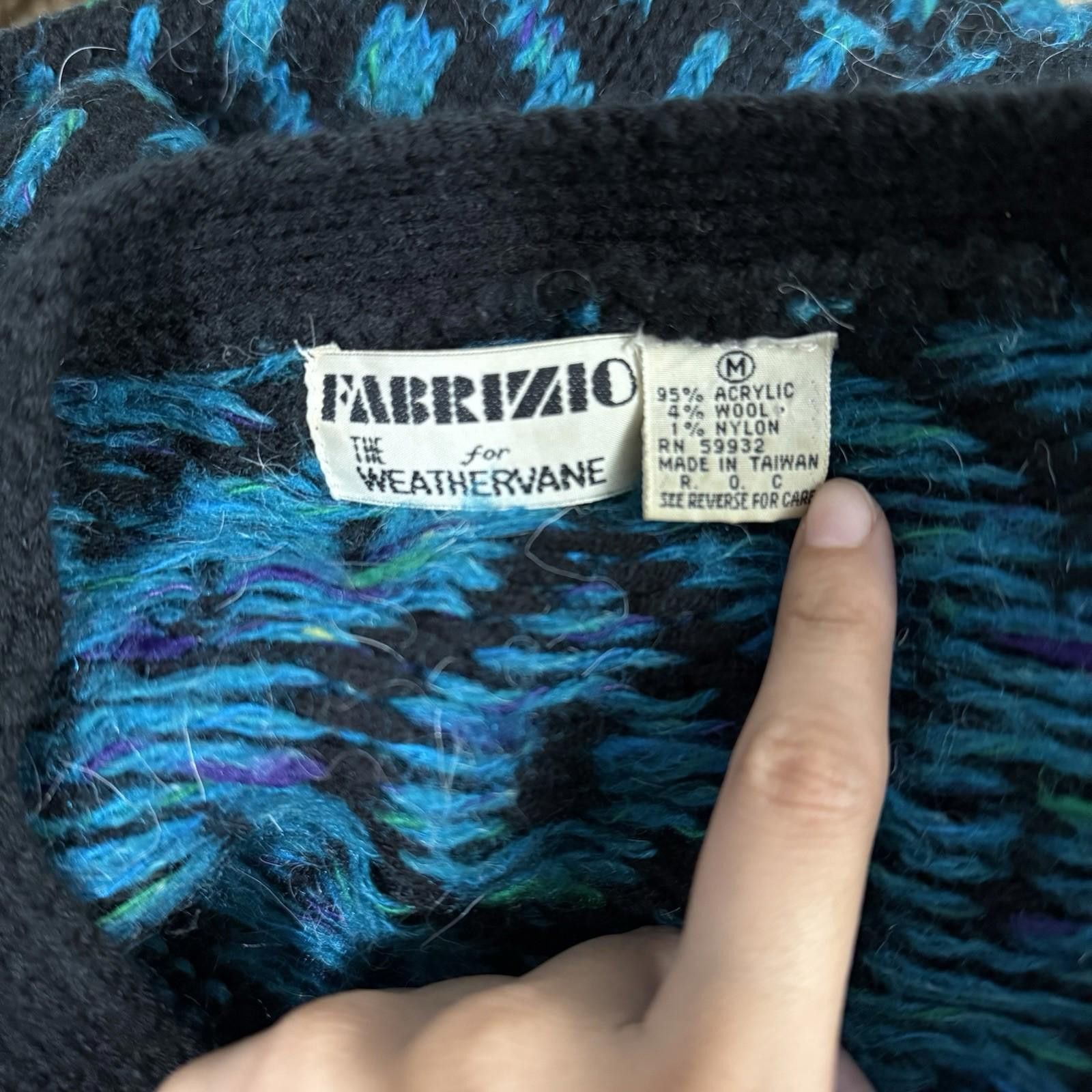 FABRIZIO DEL CARLO Fabrizio Abstract Boho Teal Western Cardigan Wool Size M / US 6-8 / IT 42-44 - 5 Thumbnail