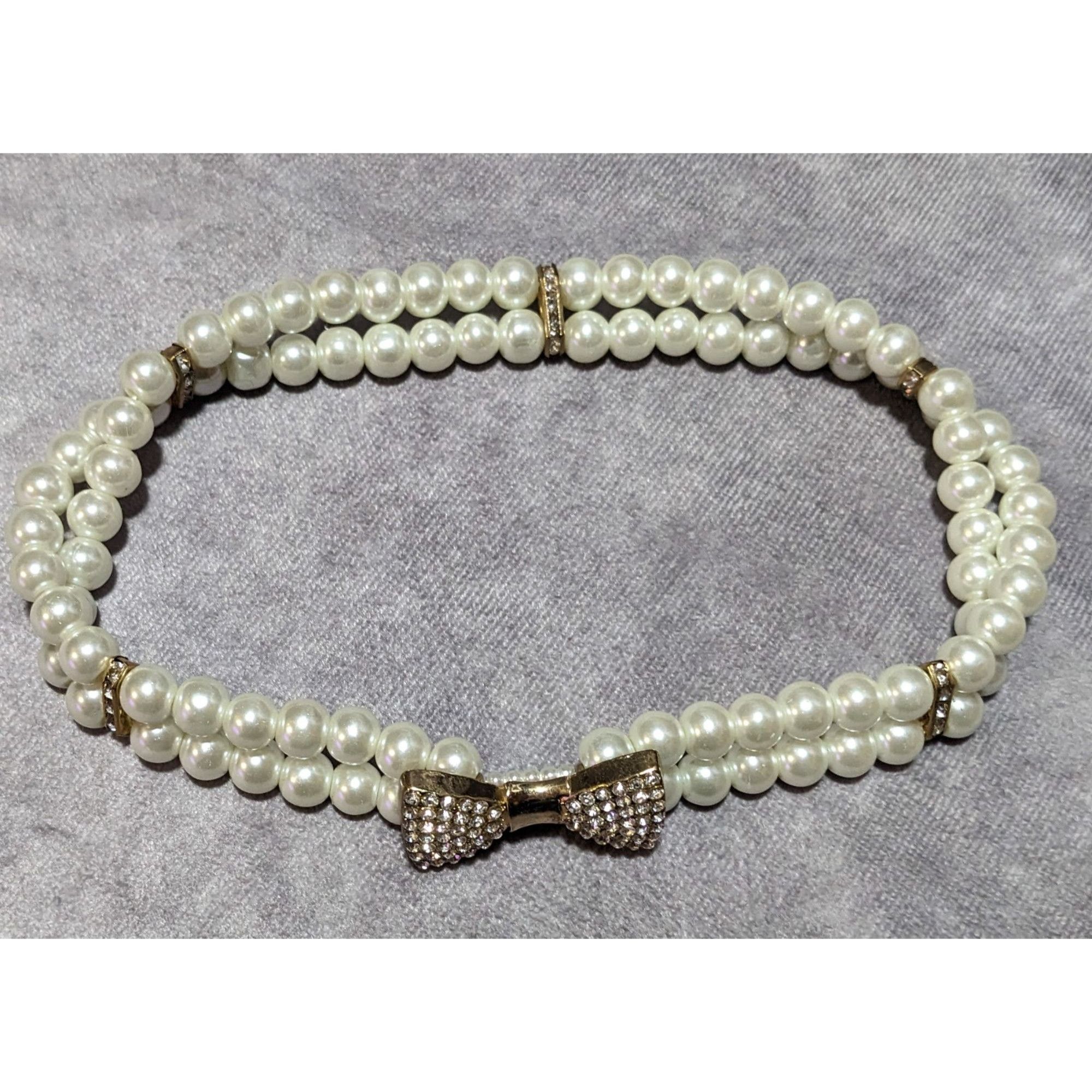 Other Vintage Coquette Rhinestone Faux Pearl Stretch Choker Size ONE SIZE - 12 Thumbnail