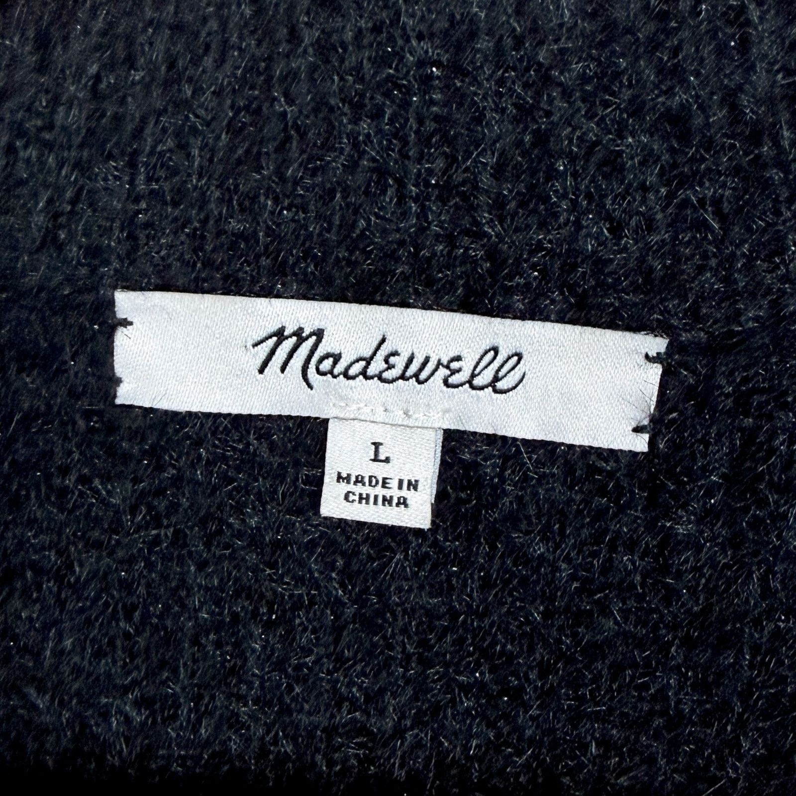 Madewell Madewell Women's Large Black Ribbed Funnel Neck Sweater Size L / US 10 / IT 46 - 3 Thumbnail