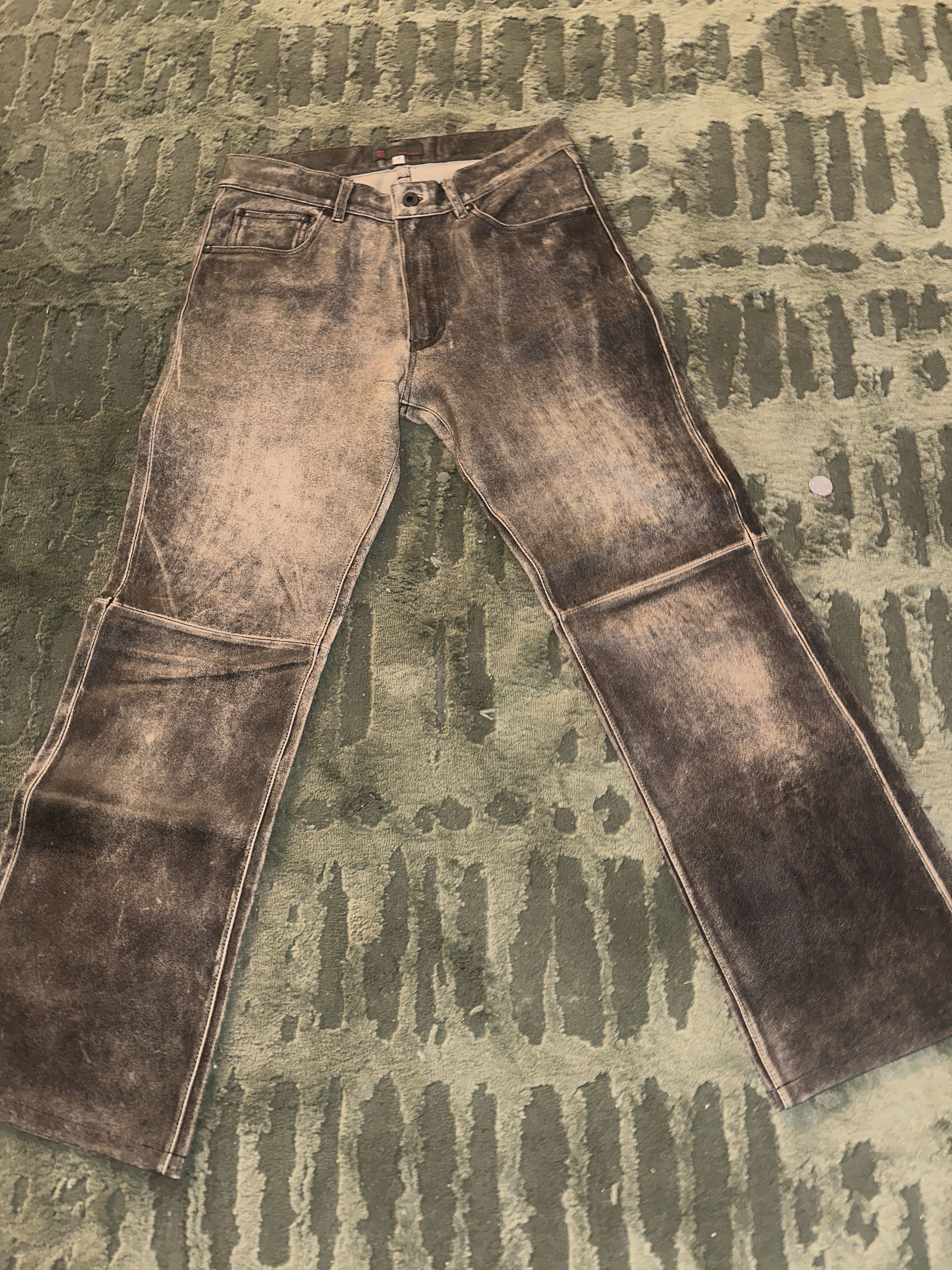 291295=Homme 291295 = Homme Faded Leather Jeans Size US 30 / EU 46 - 1 Thumbnail