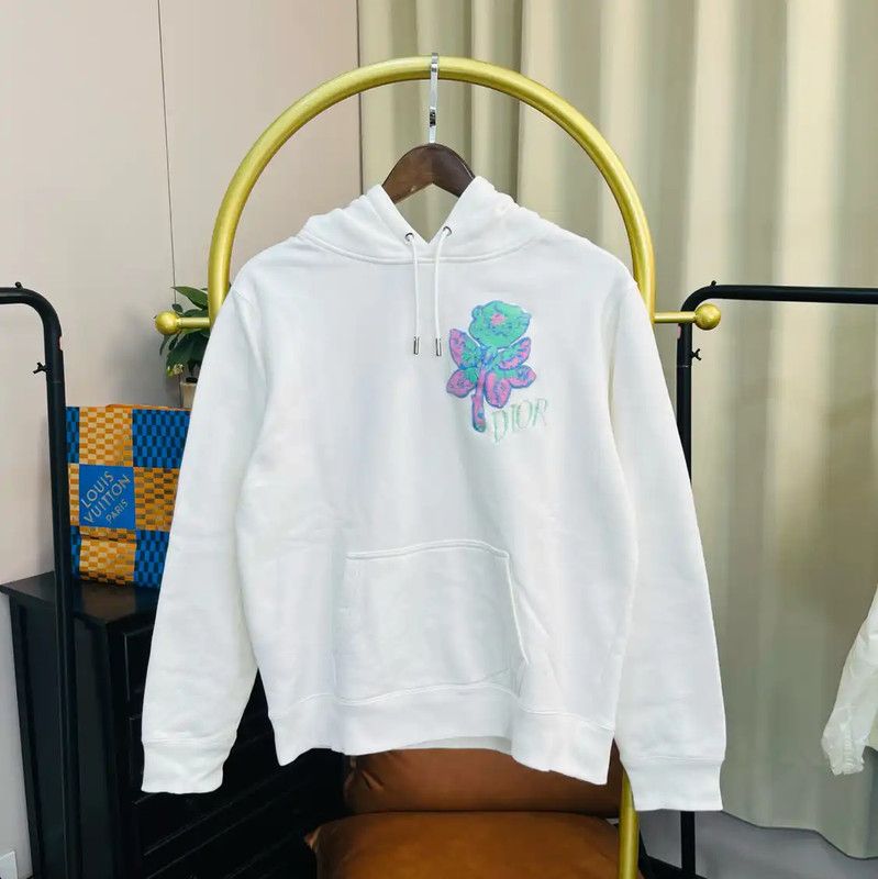 Dior Dior Women's White Cotton Hoodie with Floral Design 0089 Size S / US 4 / IT 40 - 1 Thumbnail