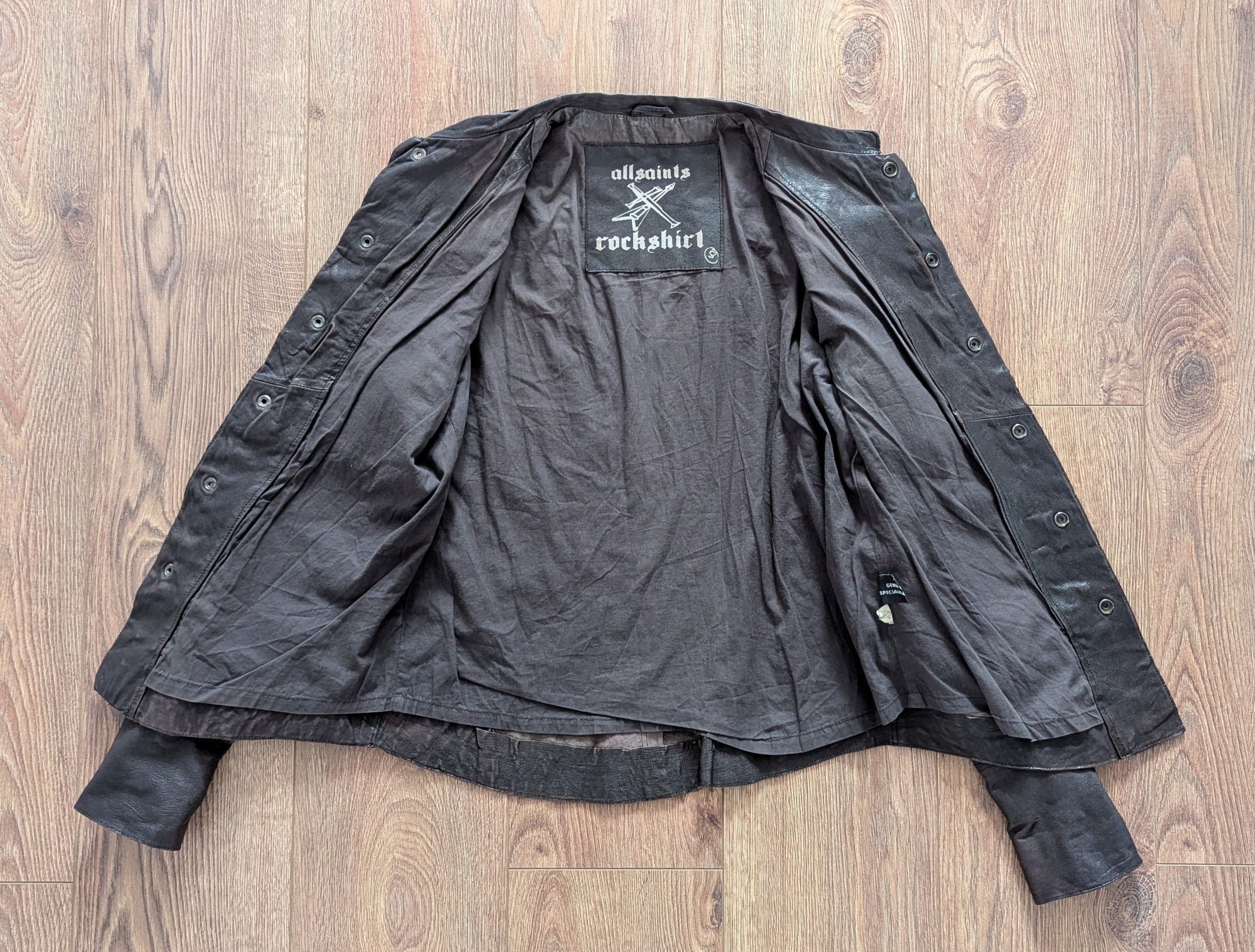 ALLSAINTS Rock Shirt Leather Clothing Slim Fit Dark Brown