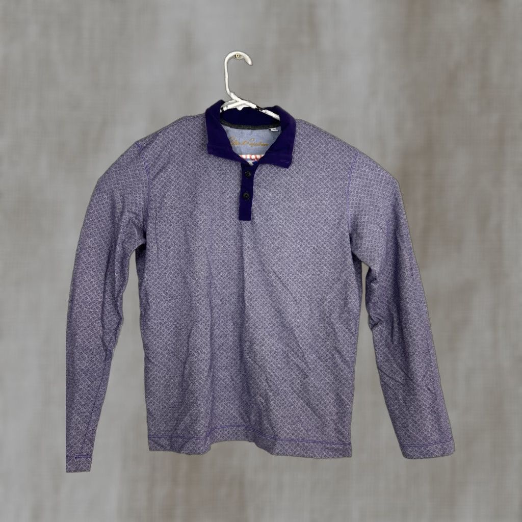 Robert Graham Robert Graham Mens Polo Long Sleeve Shirt Classic Fit Geometric Purple M Size US M / EU 48-50 / 2 - 1 Thumbnail