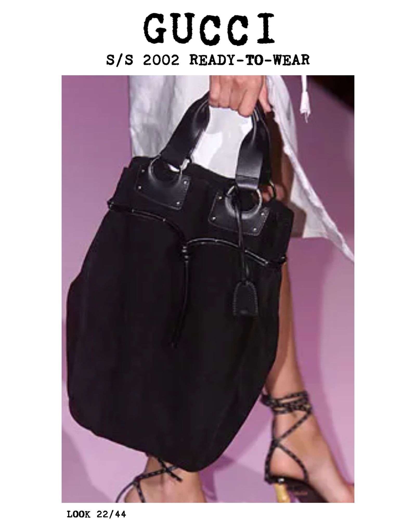 GUCCI S/S 2002 RUNWAY BLACK SUEDE TOTE BAG (TOM FORD ERA) Handle Bags