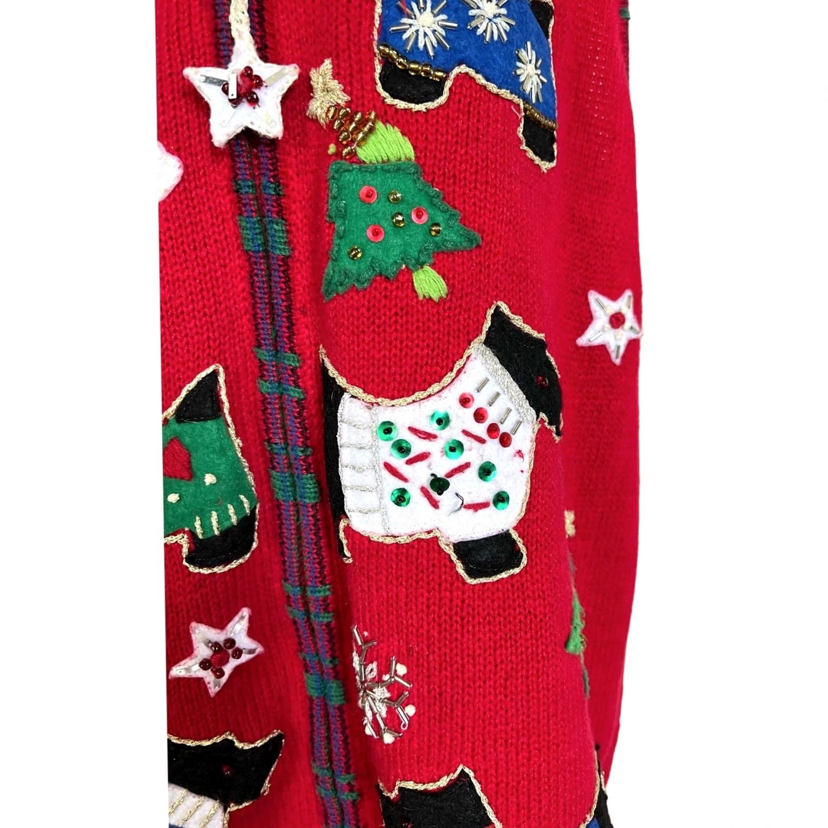 Vintage VINTAGE Heirloom Collectibles Christmas Dogs Embroidered Sequin Beaded V-Neck Vest Women’s Sz M Red Sweater Shirt Size M / US 6-8 / IT 42-44 - 3 Thumbnail