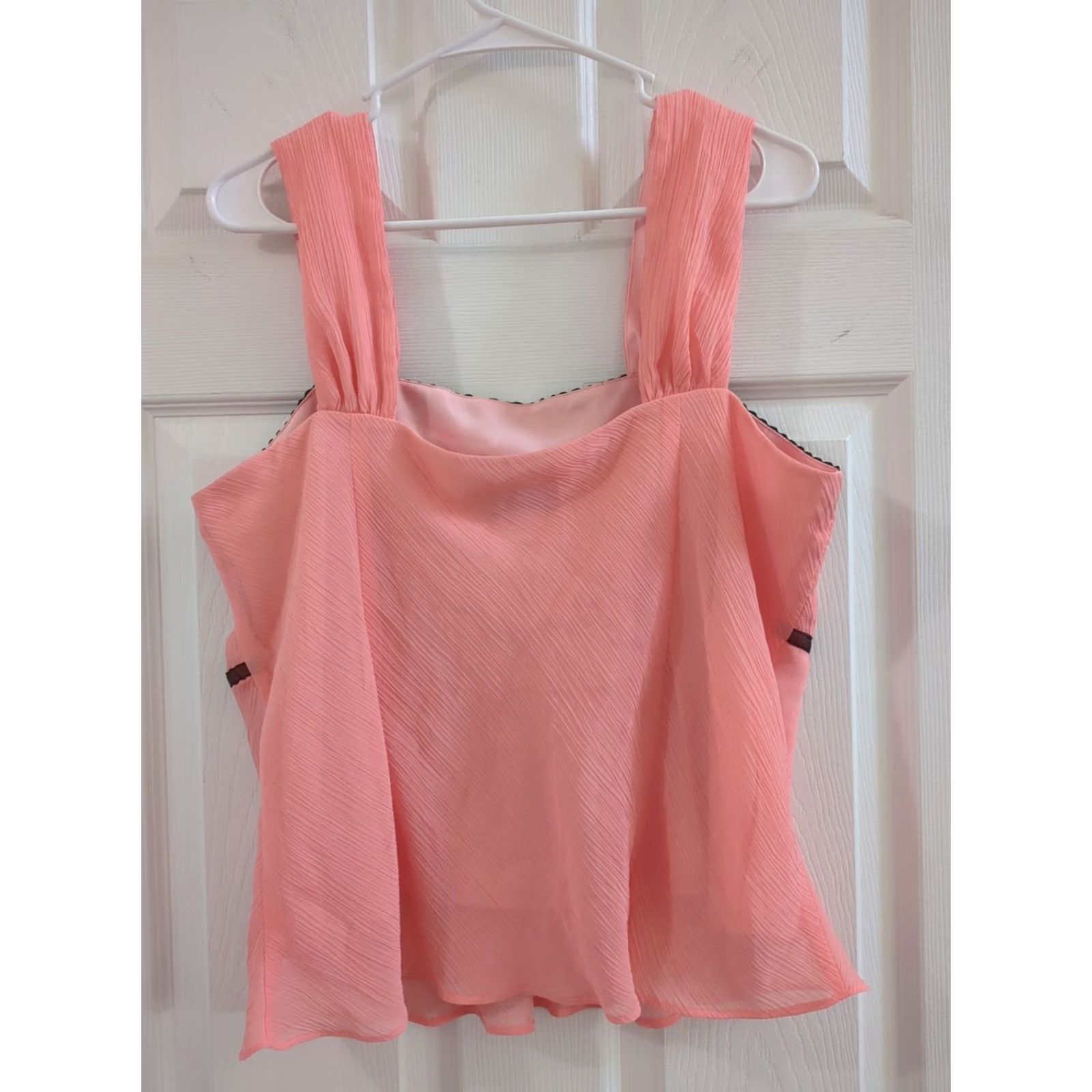 Vintage KSL Karin Stevens Women's Top Tank Crop Size 14 Pink Lace Bow Sleeveless Blouse Regular Polyester Casual 14 Womens Size XL / US 12-14 / IT 48-50 - 4 Thumbnail
