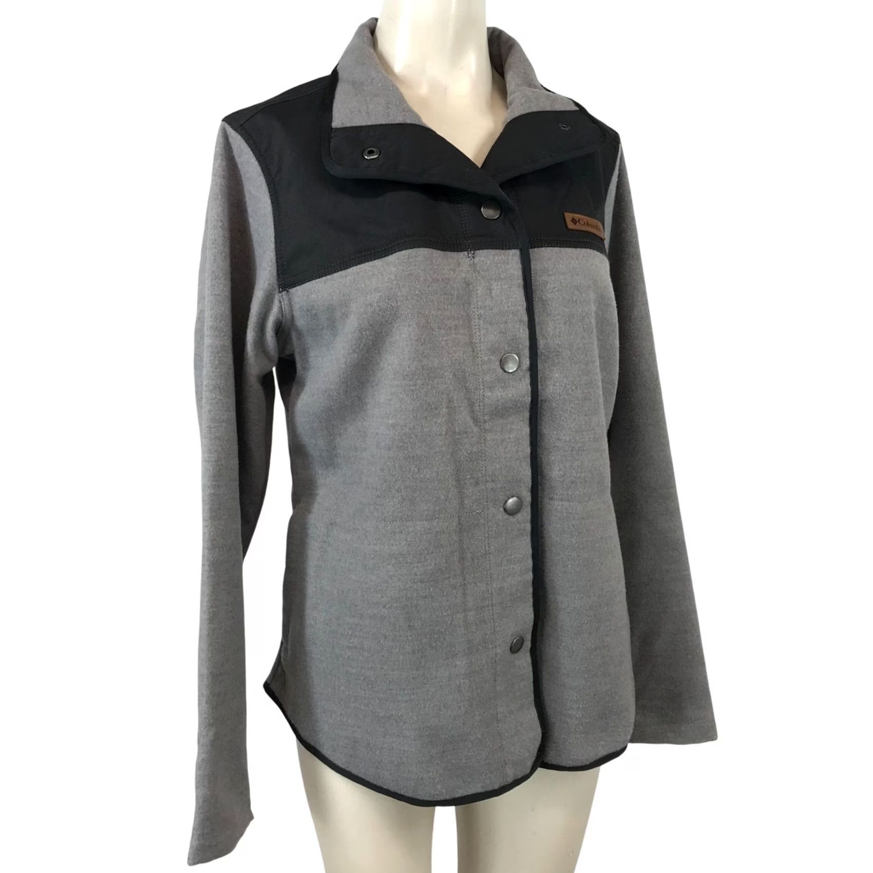 Vintage COLUMBIA Womens Large Gray Black Button Up Shacket Shirt Jacket Size L / US 10 / IT 46 - 2 Thumbnail