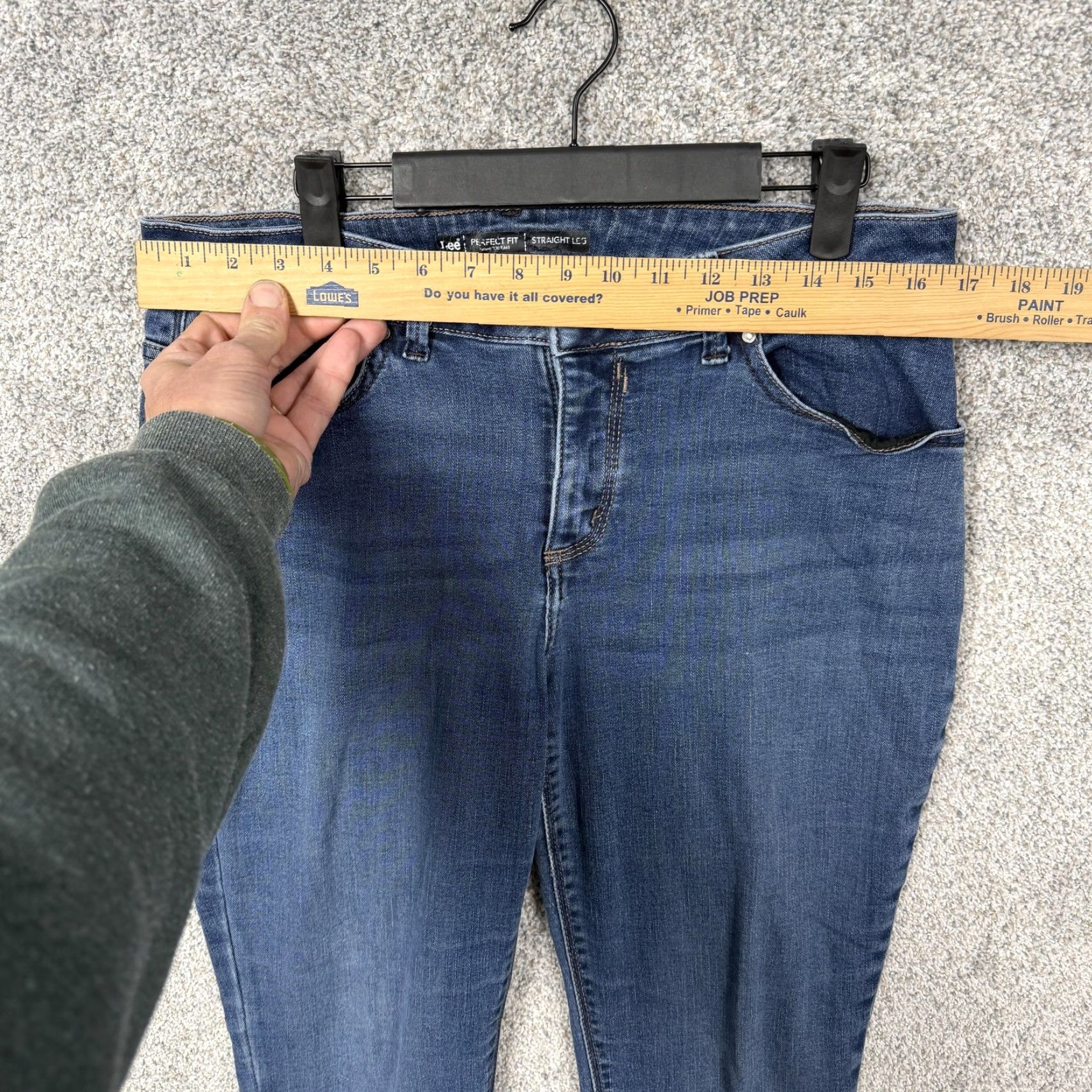 Lee Lee Jeans Womens 12 Short Straight Leg Mid Rise Denim Blue Stretch 5-Pocket Pockets Embroidered Studded Medium Wash Clothing Womens Size 34" / US 12 / IT 48 - 2 Thumbnail