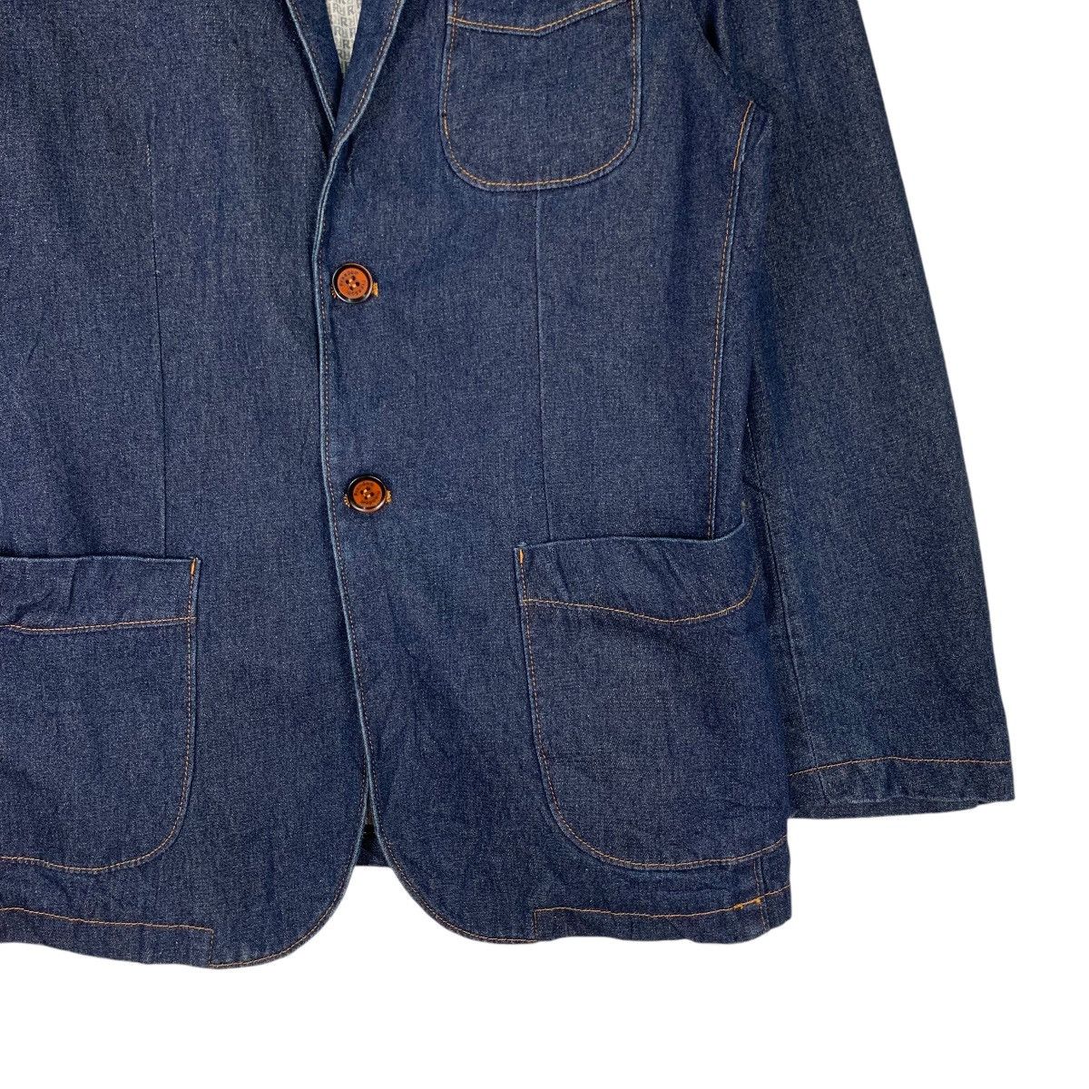 Japanese Brand OUT DOOR Work Casual Blue Denim Jacket #1297-C58 Size US XXL / EU 58 / 5 - 4 Thumbnail