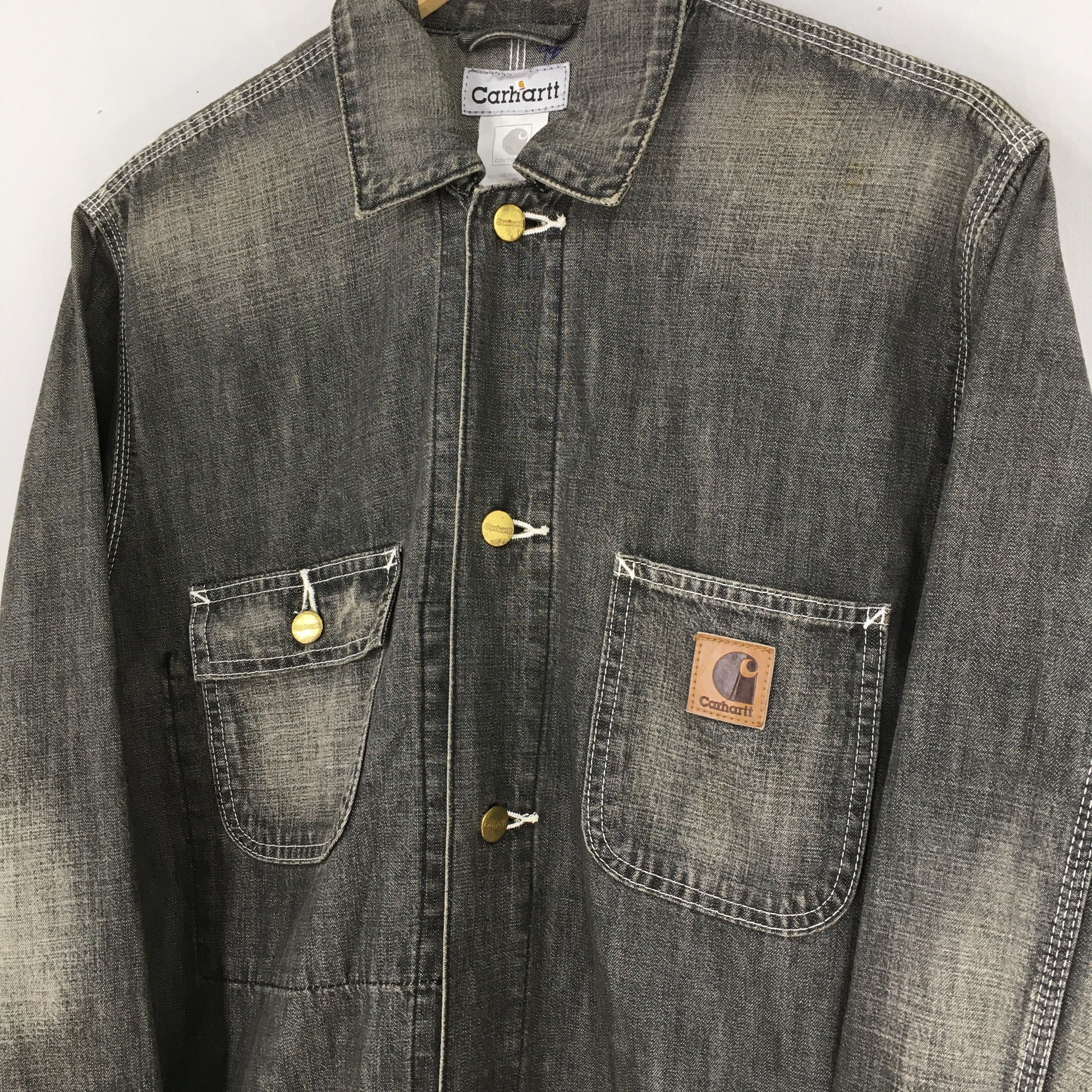 Carhartt Vintage Carhartt Acid Wash Workwear Jacket Black XLarge Size US XL / EU 56 / 4 - 4 Thumbnail