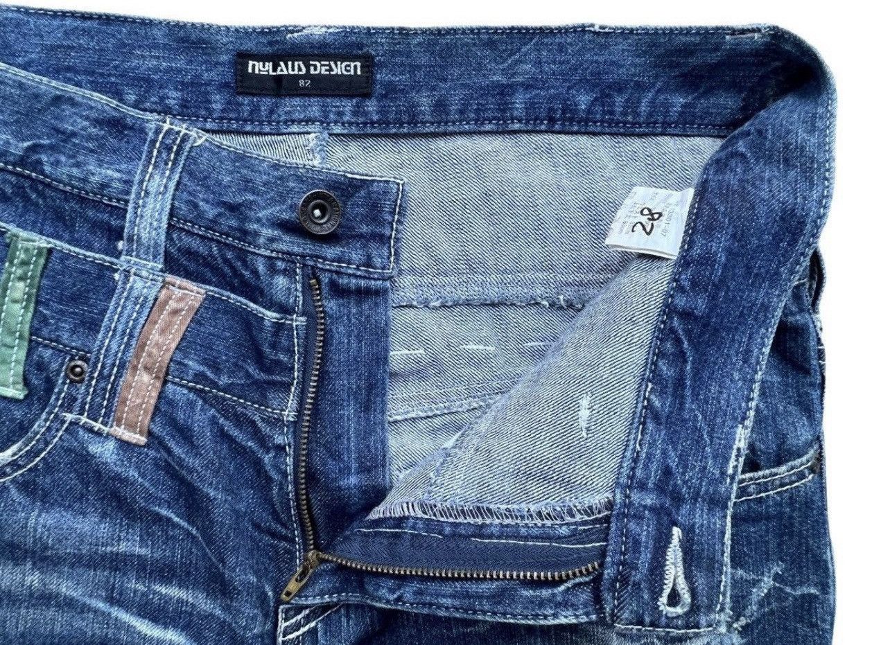 Japanese Brand Nylaus Double Waist Charcoal Distressed Denim Jeans 33x33 Size US 33 - 10 Thumbnail