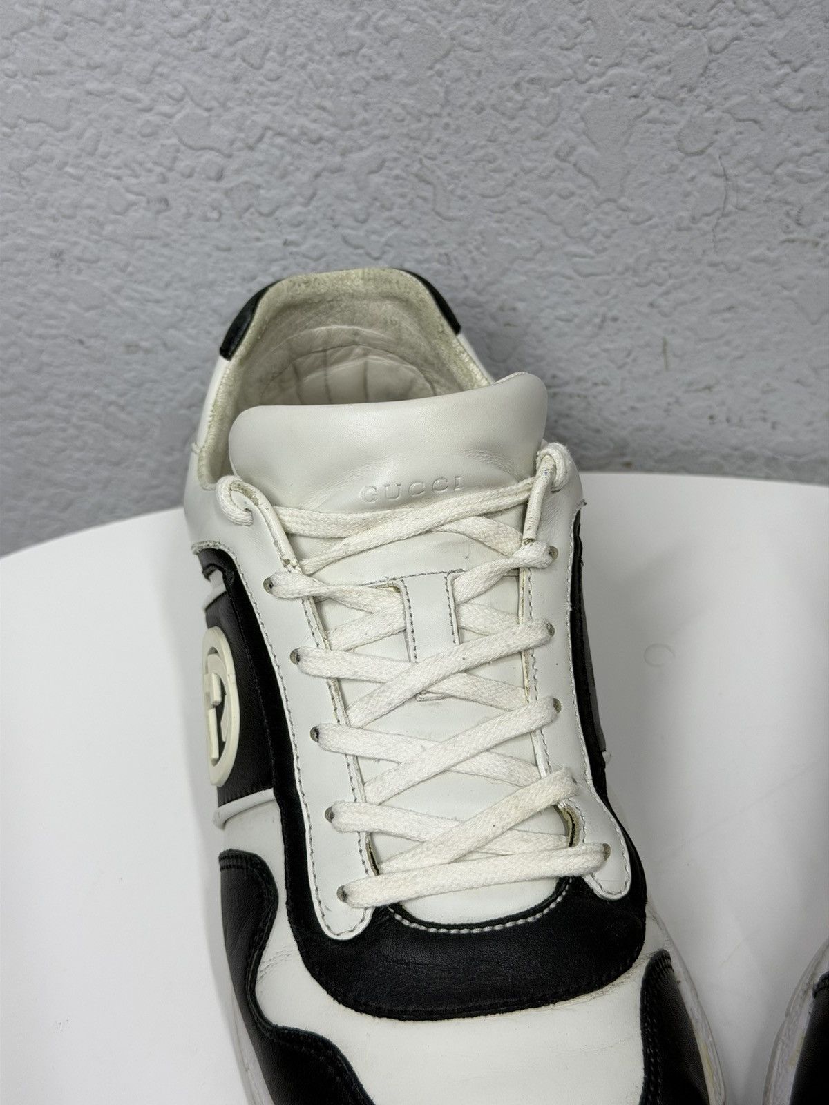 Gucci GUCCI Black White GG Logo Sneakers Shoes Low Top Leather Size US 8 / EU 41 - 6 Thumbnail