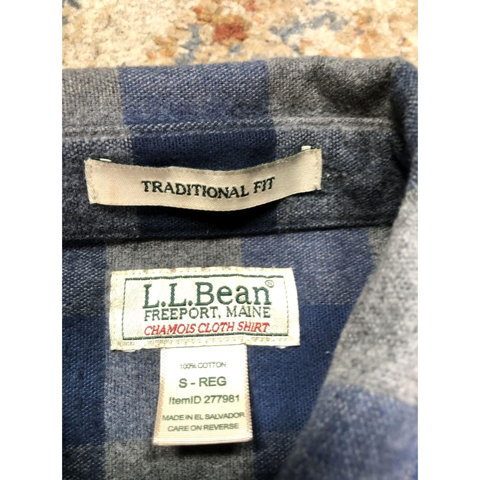 Vintage L.L. Bean Shirt Mens S Blue Plaid Flannel Button Front Long Sleeve Chamois Cotton Heavyweight Pockets Size US S / EU 44-46 / 1 - 7 Thumbnail