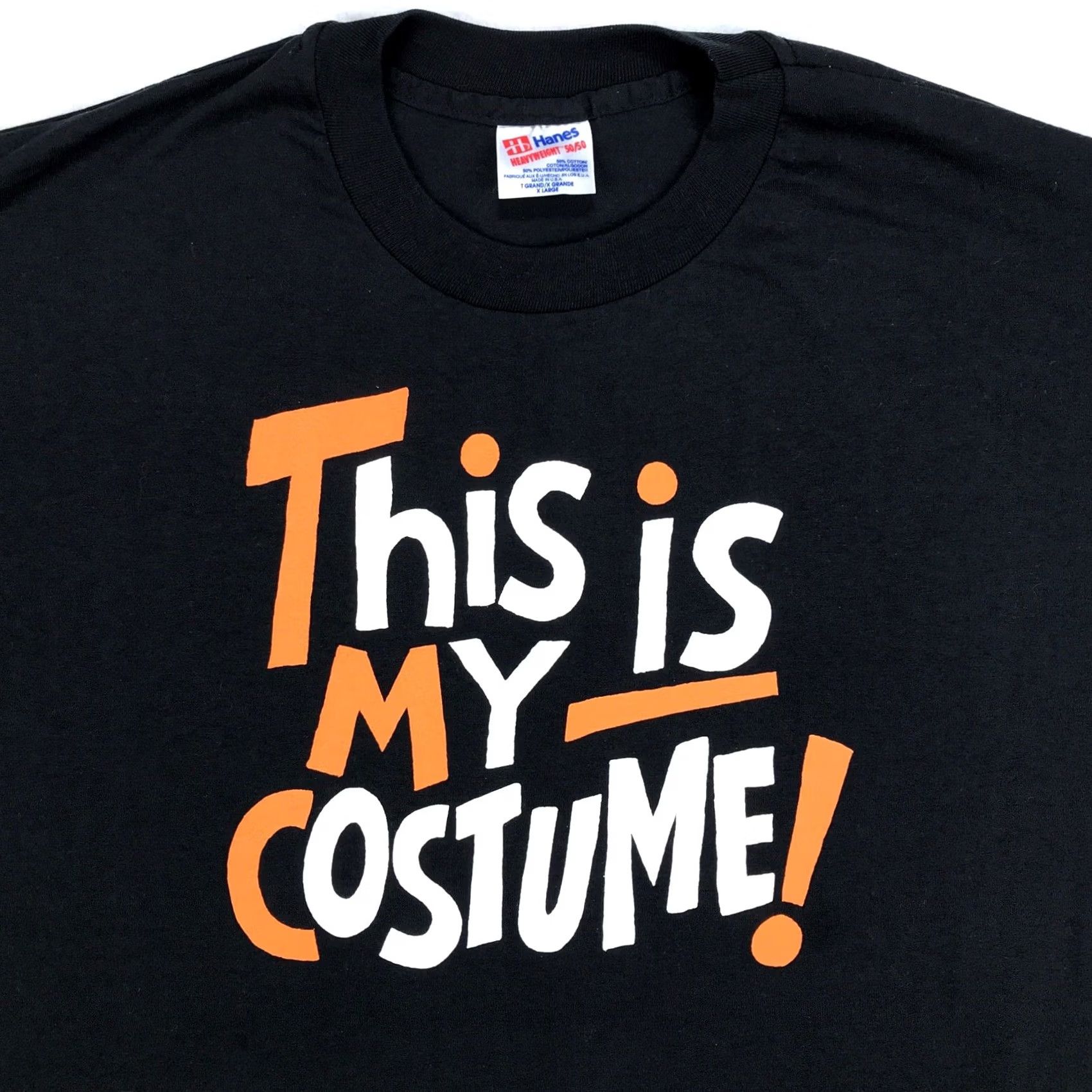 Hanes VINTAGE Hanes T-Shirt XL Black THIS IS MY HALLOWEEN COSTUME trick or treat 80s 90s Mens Size US XL / EU 56 / 4 - 5 Thumbnail