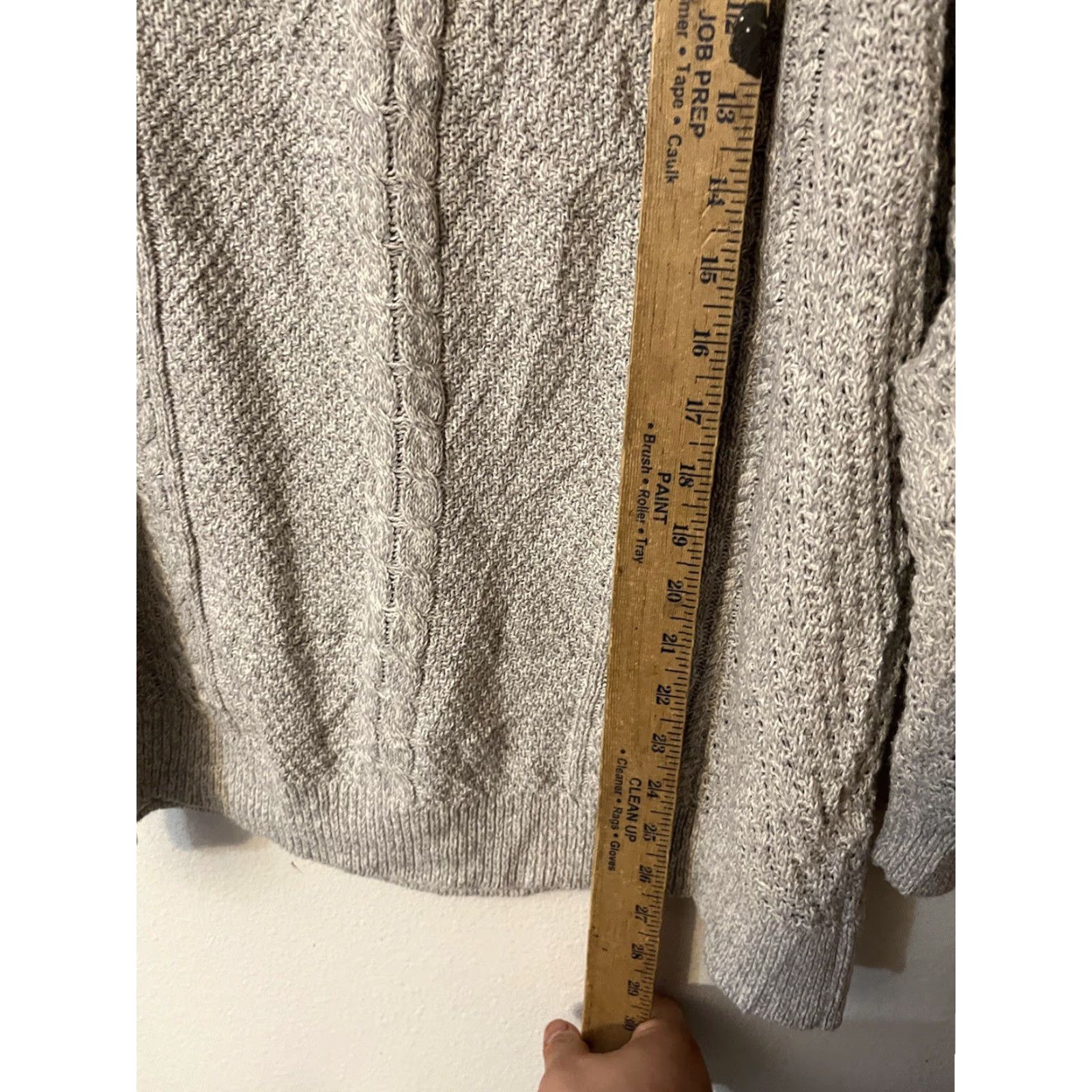 Lands' End Lands' End Gray Lux Cable Knit 3/4 Sleeve Sweater - Plus 1X - Crew Neck - Pullover - Classic Fit - Women - Cotton Knit - Casual - Vintage: No Size XL / US 12-14 / IT 48-50 - 4 Thumbnail