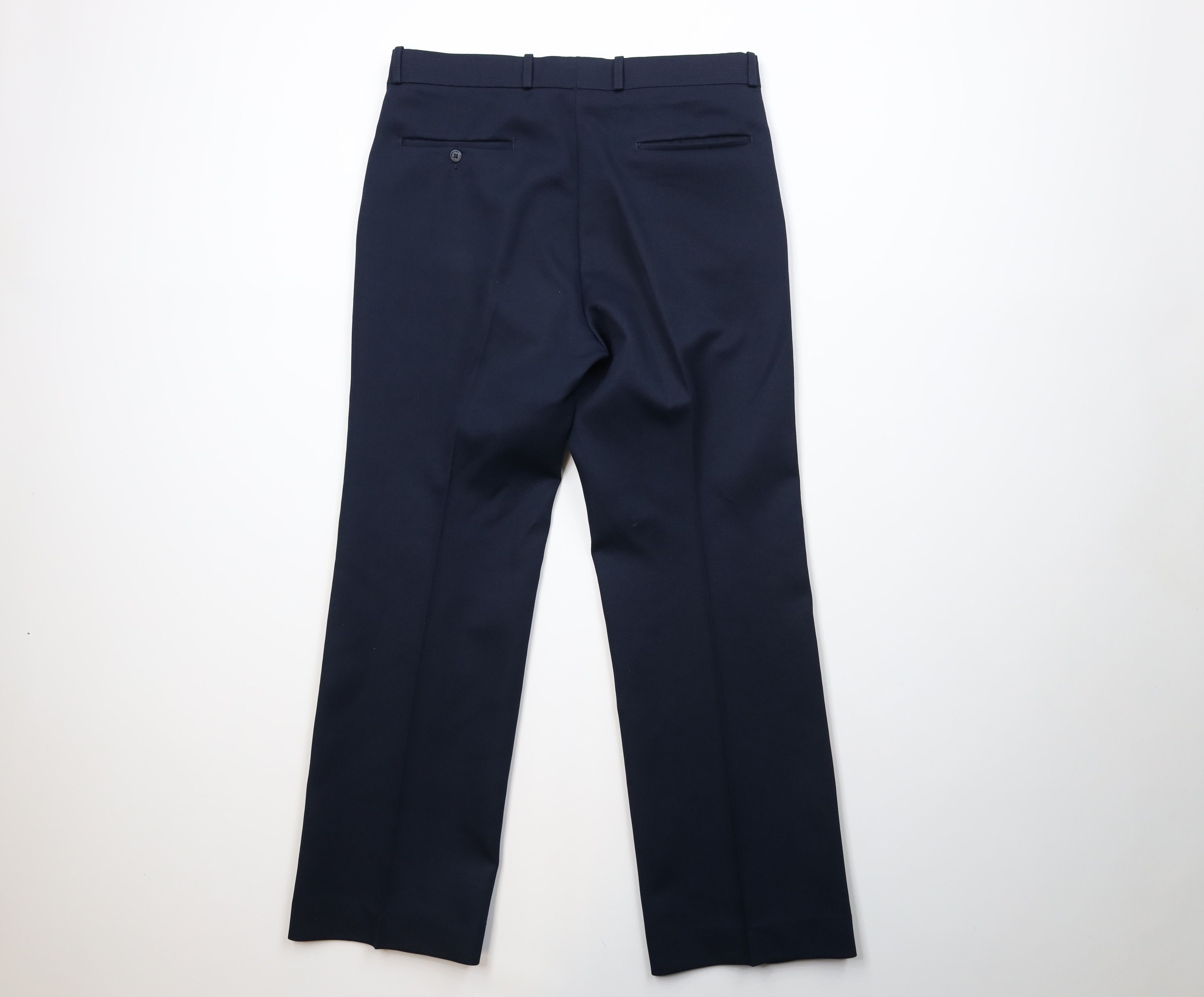 Vintage Vintage 70s Streetwear Flared Wide Leg Chino Pants Navy Blue Size US 34 / EU 50 - 9 Thumbnail