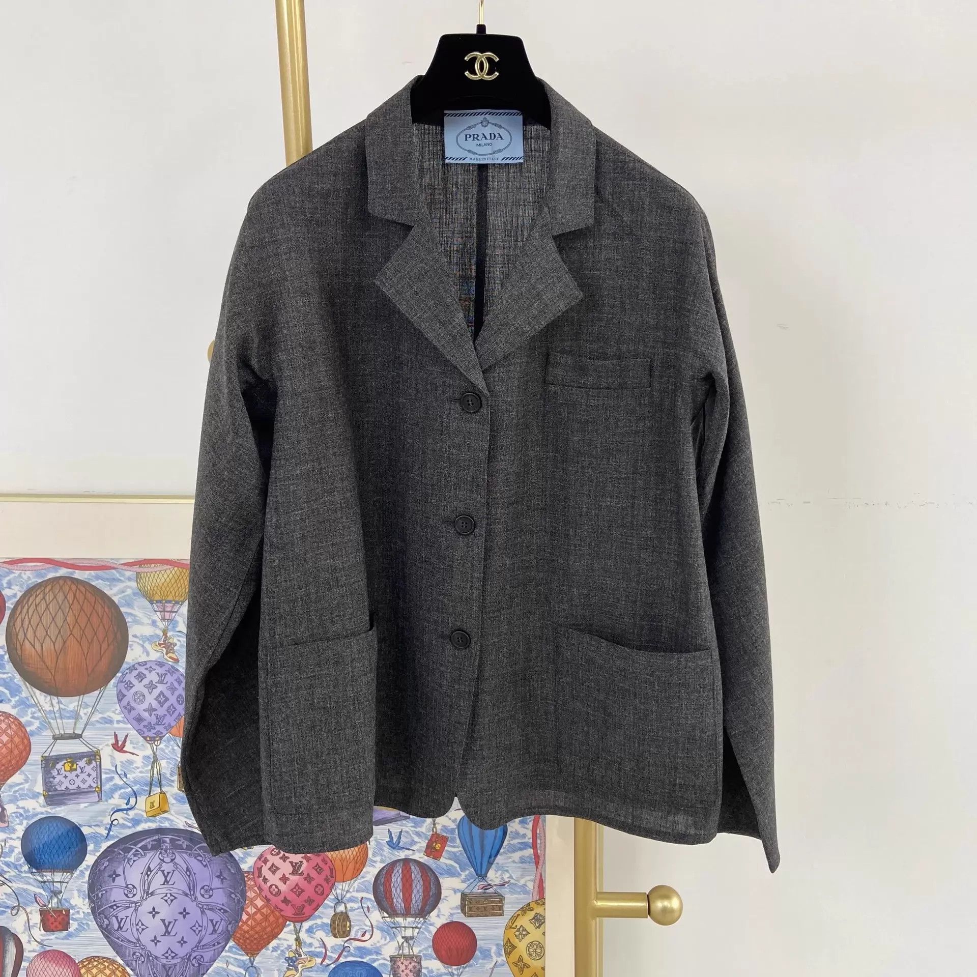 Prada Prada Dark Gray Blazer 40 Size S / US 4 / IT 40 - 1 Thumbnail
