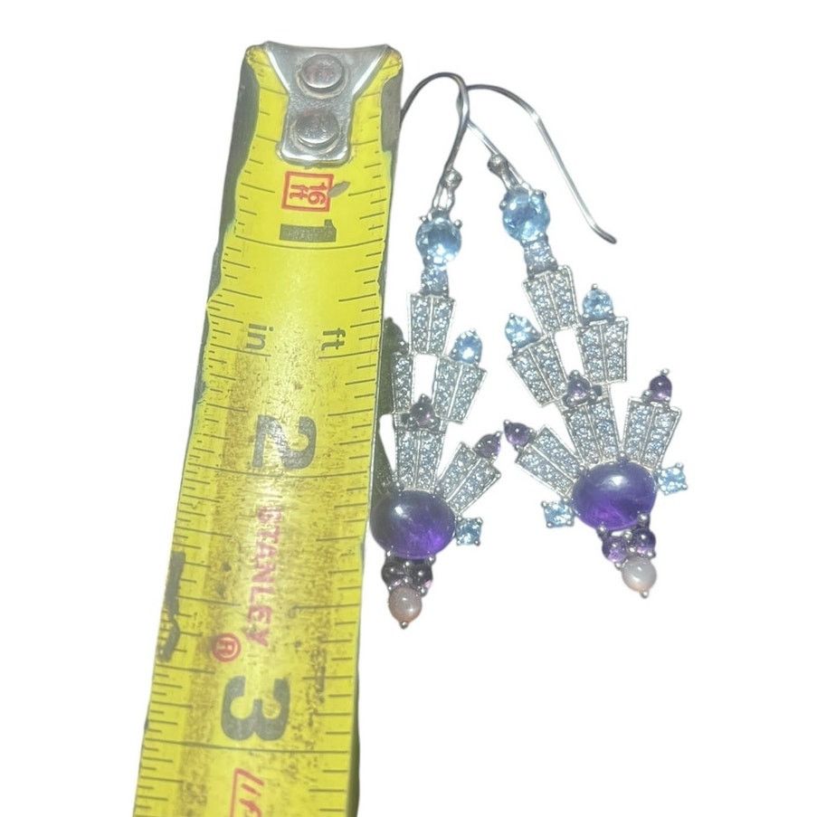 Other Hespera Art Deco Multi Gem Earrings Amethyst Topaz Moonstone Size ONE SIZE - 4 Thumbnail