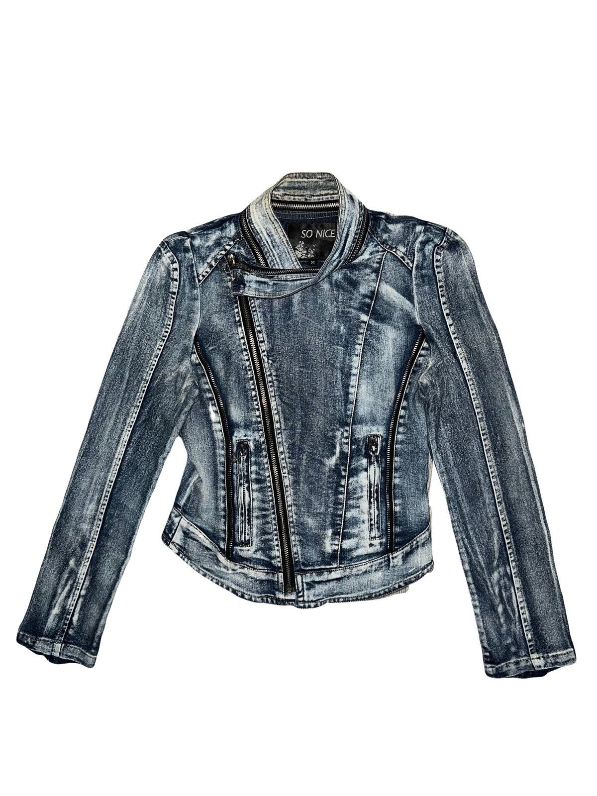 Japanese Brand So Nice Y2k denim moto jacket 🦋🖤 Size M / US 6-8 / IT 42-44 - 1 Thumbnail