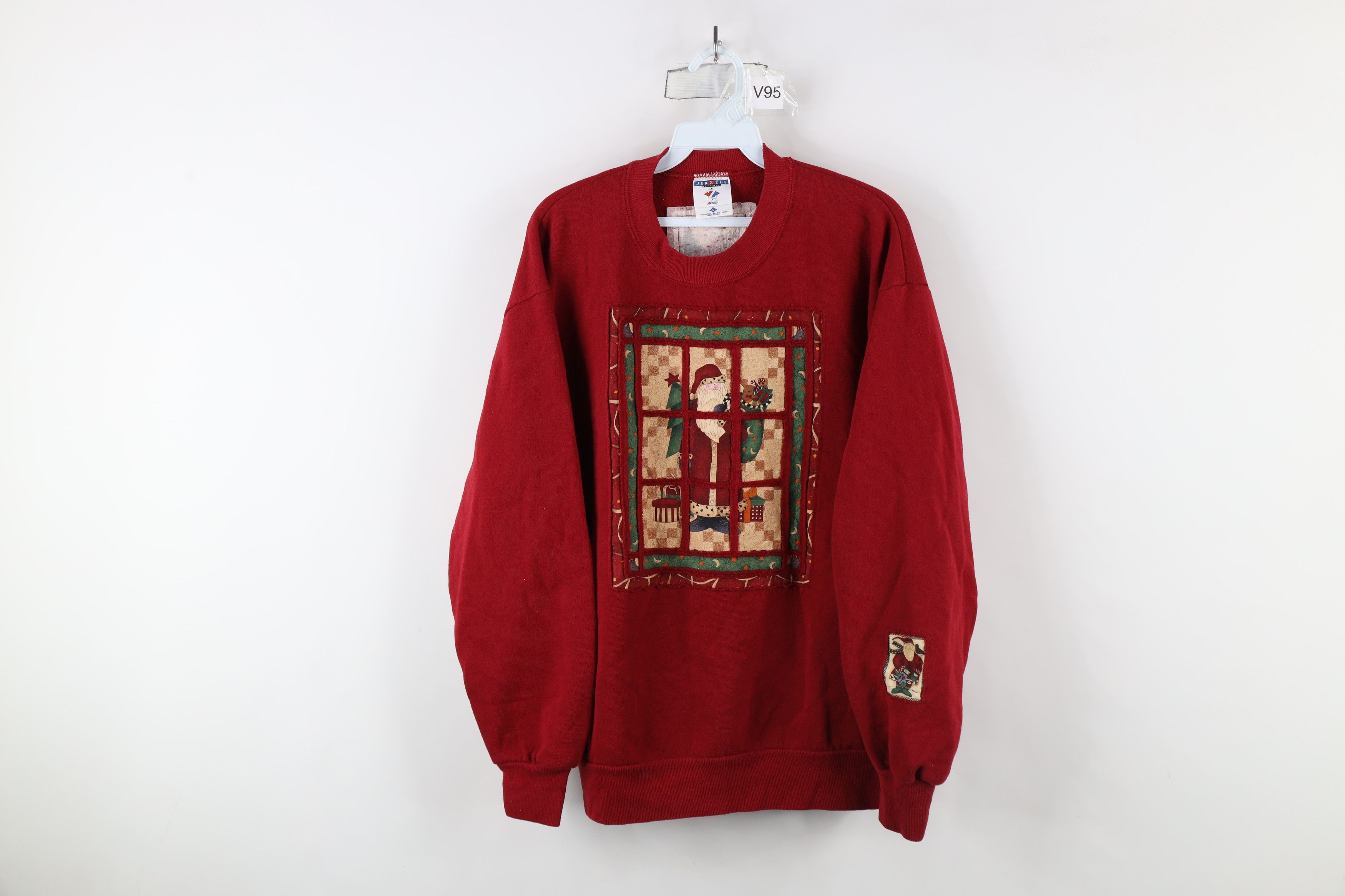 Vintage Vintage 90s Streetwear Christmas Quilt Santa Sweatshirt USA Size L / US 10 / IT 46 - 1 Thumbnail