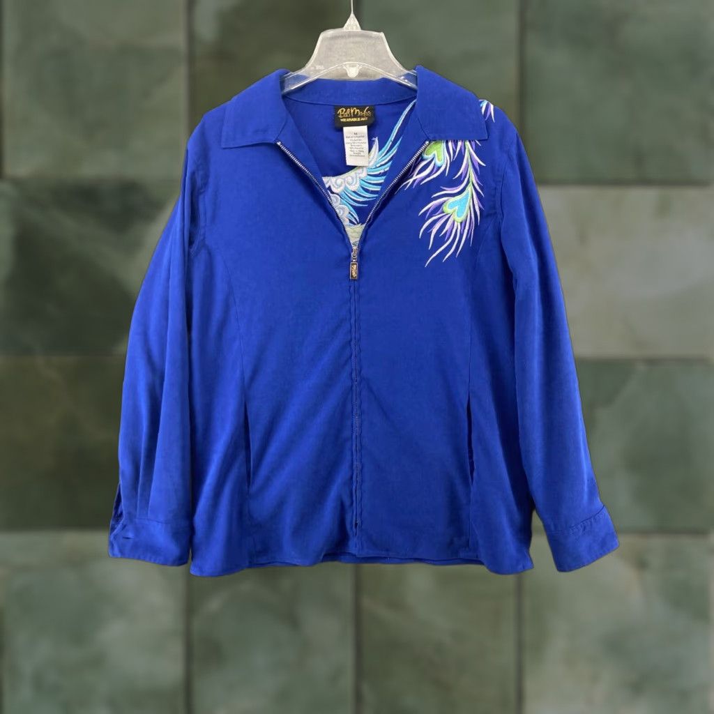 Bob Mackie Bob Mackie Shirt Womens Medium 1/4 Zip Long Sleeve Peacock Embroidered Size M / US 6-8 / IT 42-44 - 1 Thumbnail