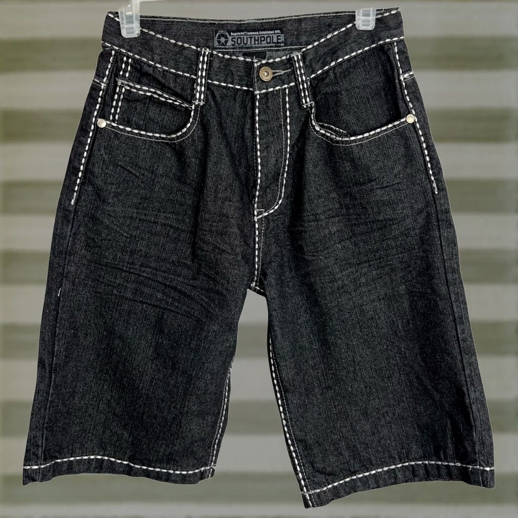 Southpole VINTAGE South Pole Baggy Denim Shorts BLACK 28x11 Mens 90s Hip Hop RARE SZ 12 CHINO Style Regular Size US 28 / EU 44 - 1 Thumbnail