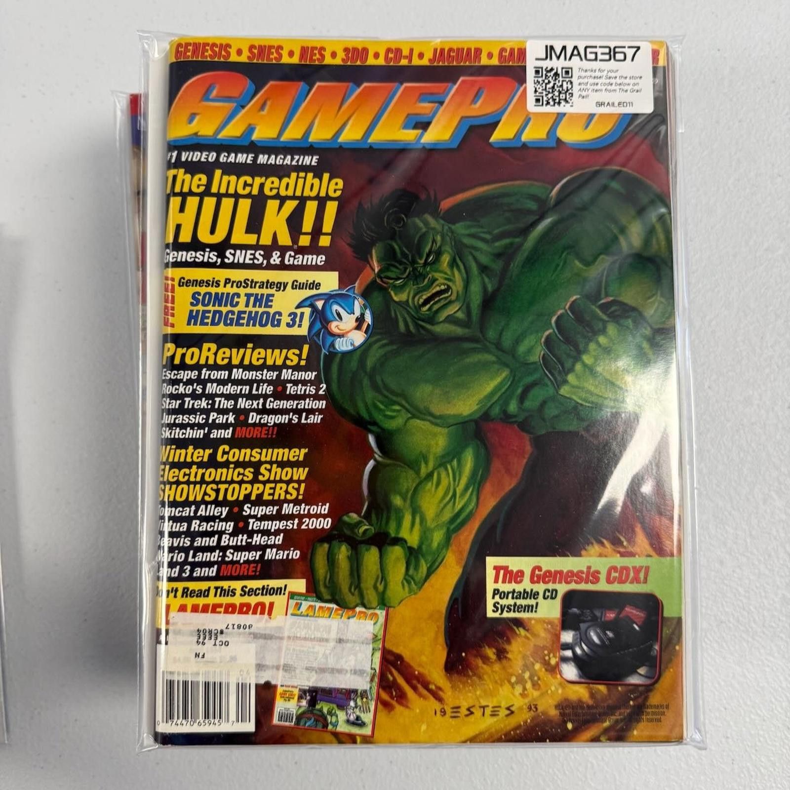 Designer Vtg GamePro Magazine April 1994 Hulk Sonic 3 Genesis SNES Size ONE SIZE - 1 Thumbnail