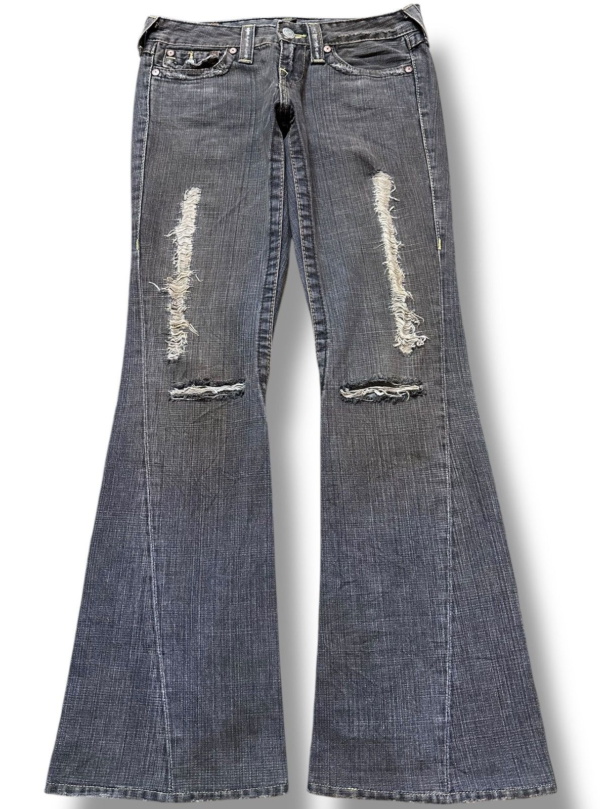 True Religion Vintage True Religion Flare Bootcut Grunge Distressed Denim Size US 31 - 1 Thumbnail