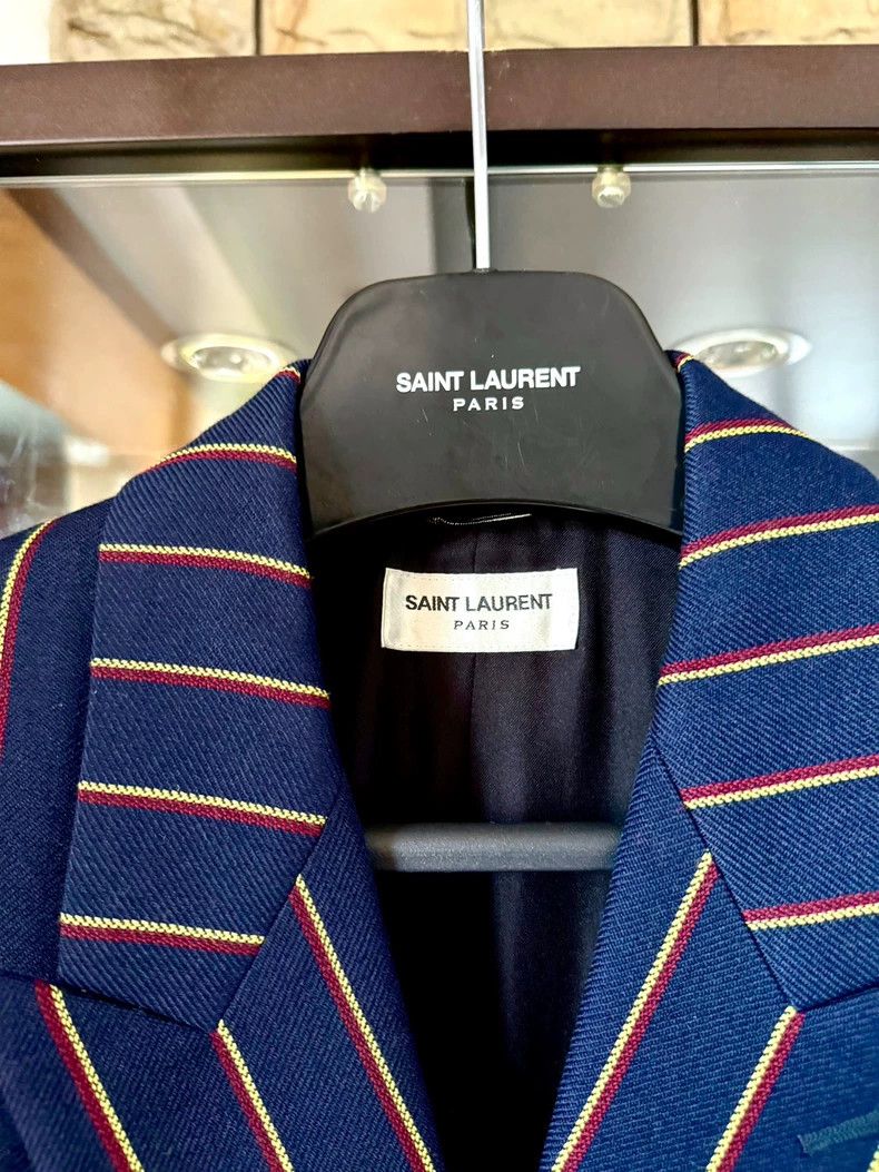 Saint Laurent Paris Saint Laurent Paris 20 FW runway dark blue striped double- Size US M / EU 48-50 / 2 - 3 Thumbnail