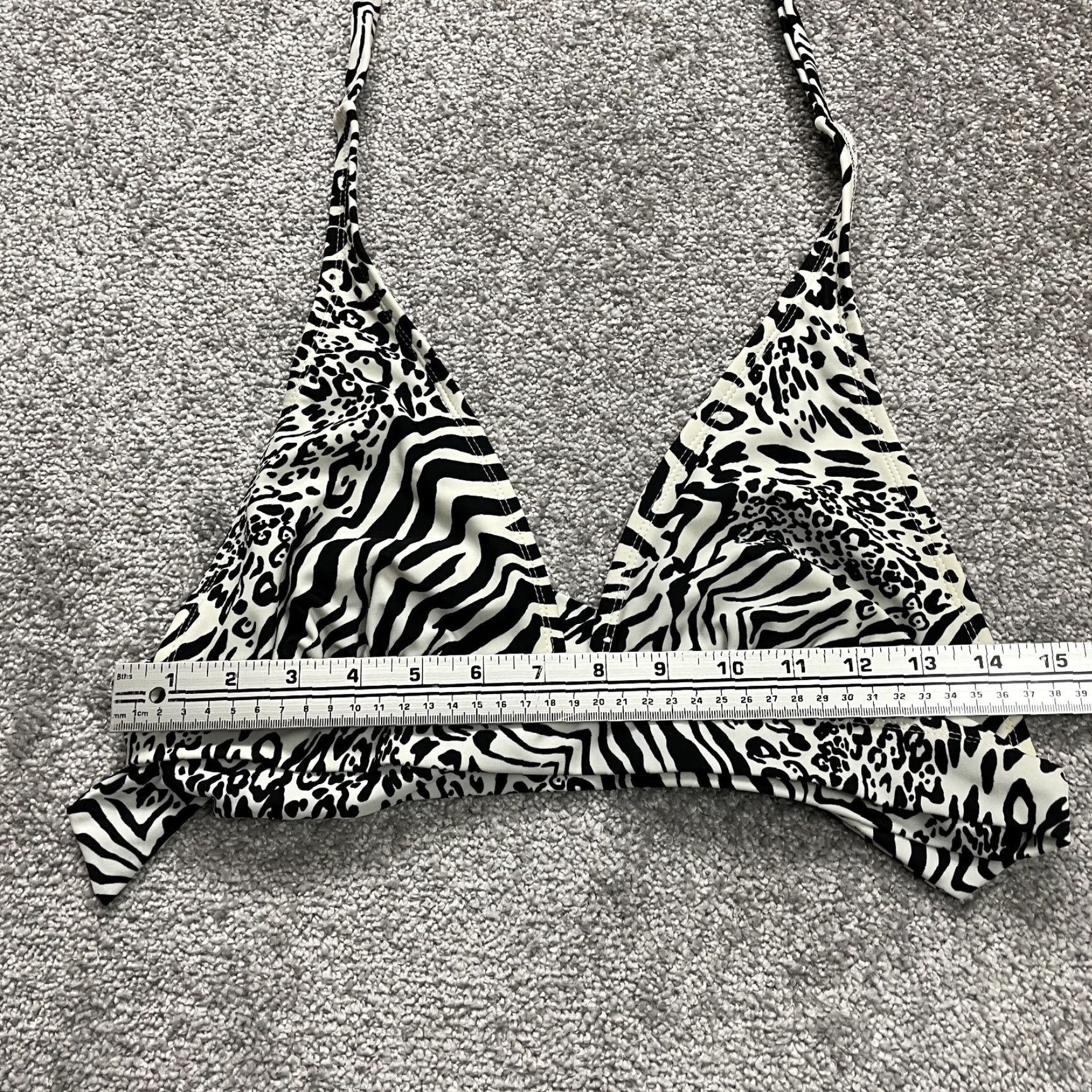 Triangl Unbranded Women's Bikini Top Small Black White Leopard Animal Print Halter Beach Backless Swimwear Size S / US 4 / IT 40 - 8 Thumbnail