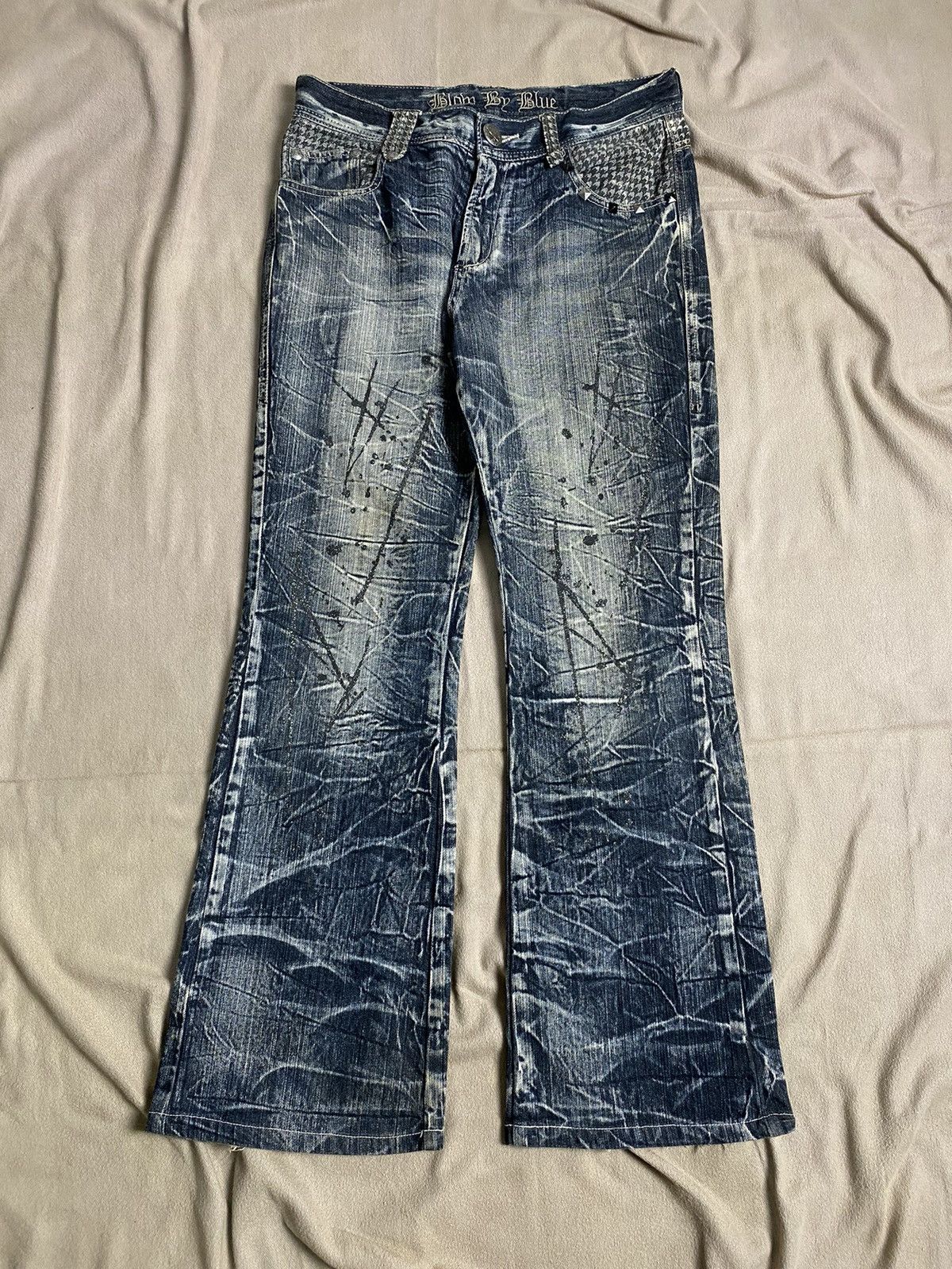 image of Blow By Blue Boot Cut Distressed Denim in Black, Men's (Size 30)