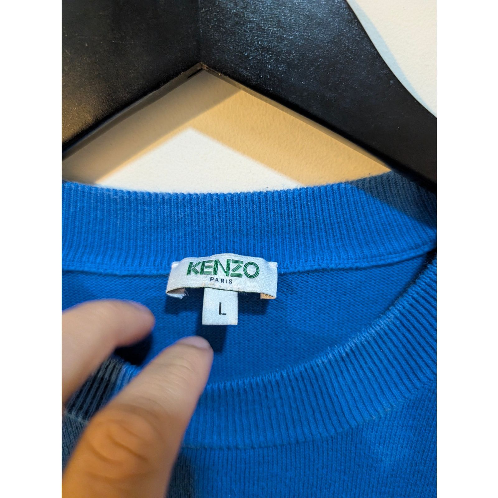 Kenzo Kenzo Paris Blue Letter Colorblock Sweater Sz L ($258 MSRP) Size US L / EU 52-54 / 3 - 4 Thumbnail