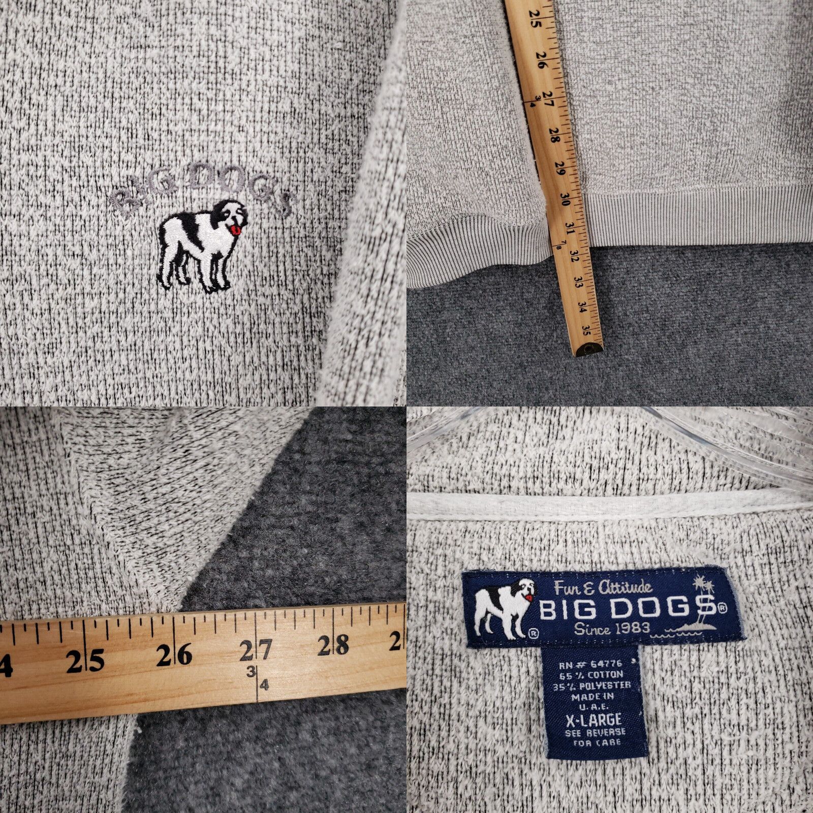 Big Dogs Big Dogs Sweater Mens XL Gray Quarter Zip Pullover Size US XL / EU 56 / 4 - 4 Thumbnail