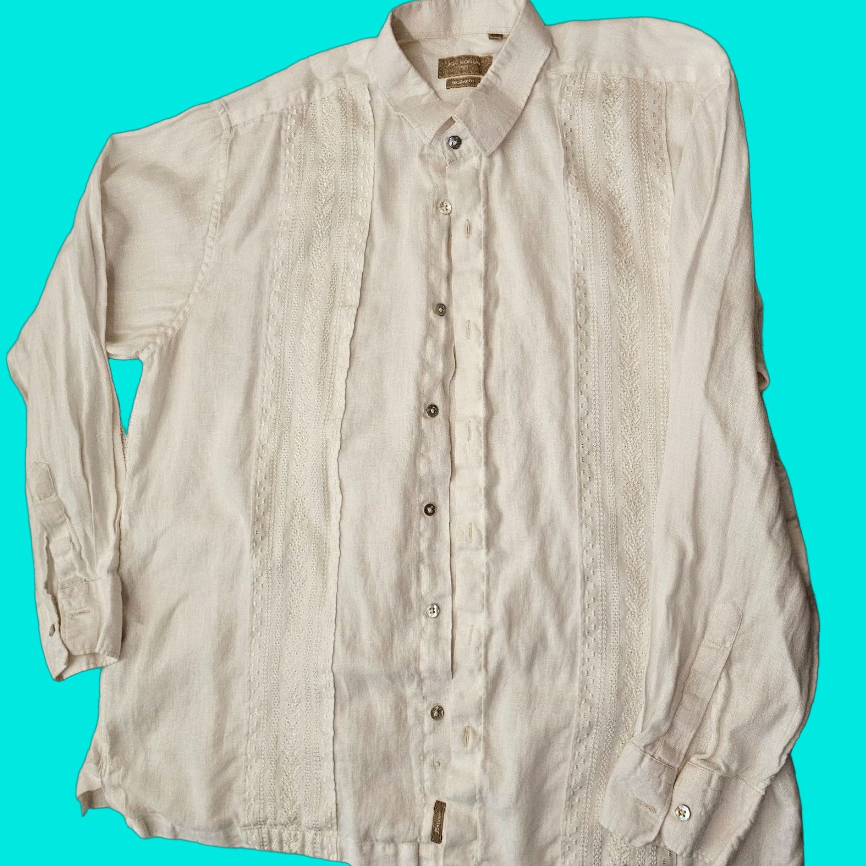 Vintage VINTAGE Jon Sonen Men's 2XL White Button-Down Shirt Long Sleeve Cotton Formal Business Party Size US XXL / EU 58 / 5 - 1 Thumbnail