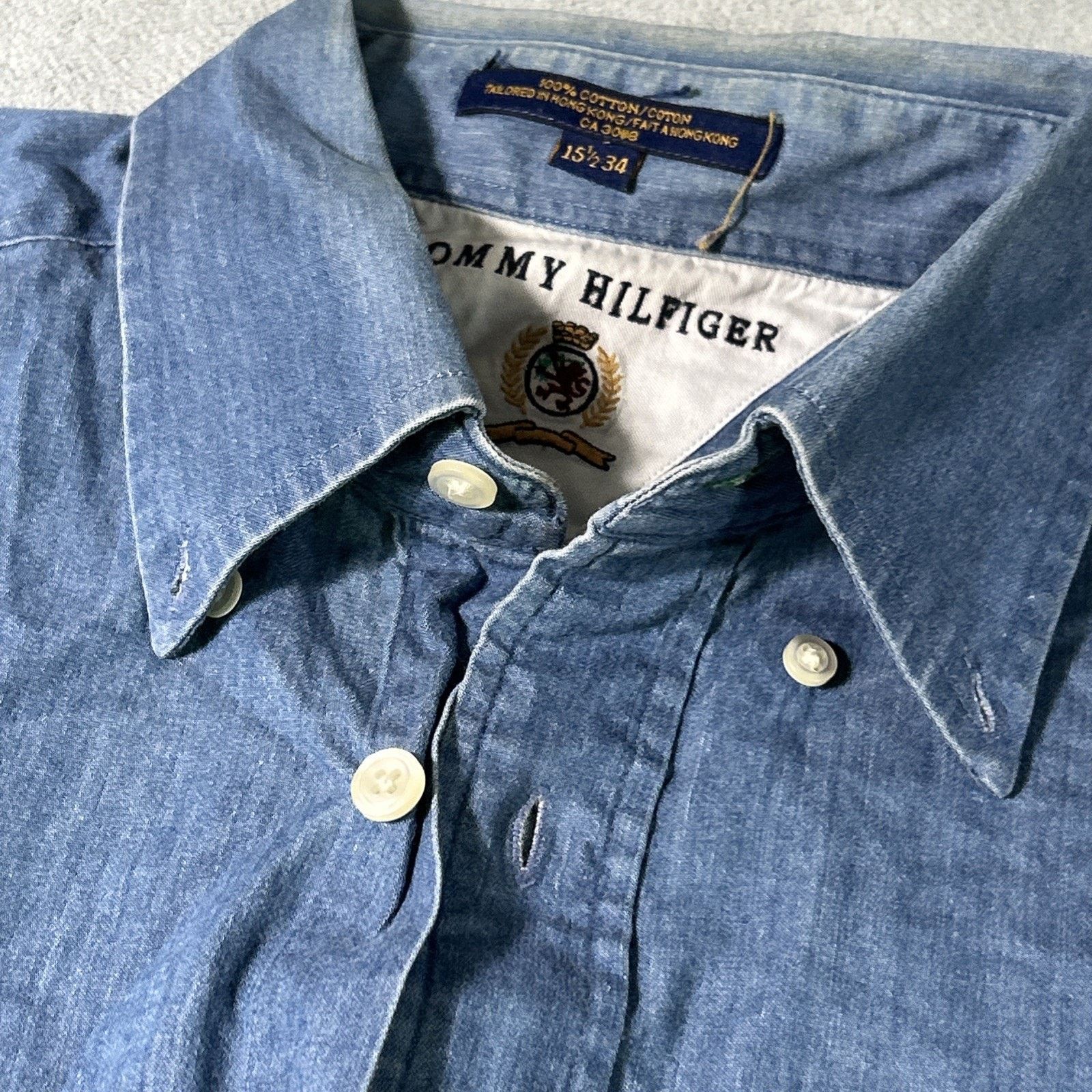 Tommy Hilfiger Tommy Hilfiger Denim Button Up Shirt Large 15.5 34 Cotton Size US L / EU 52-54 / 3 - 7 Thumbnail