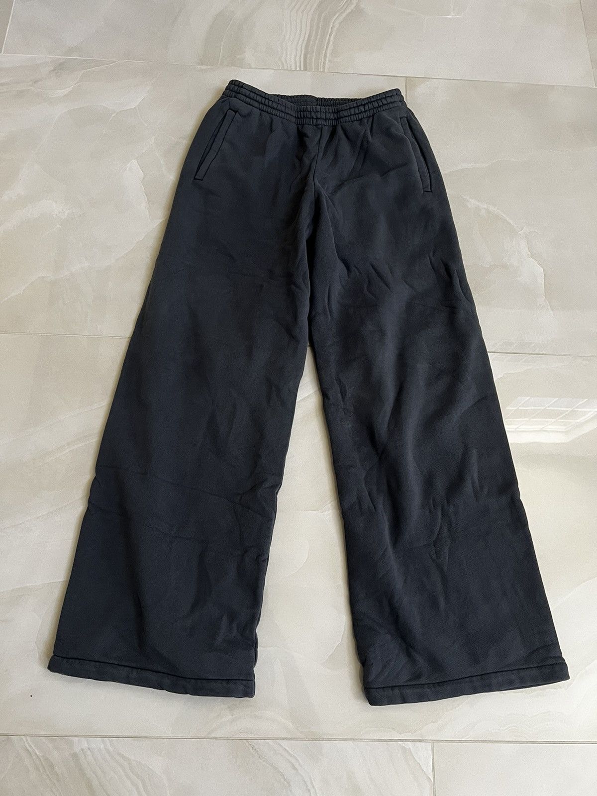 Balenciaga Yeezy Gap Double Layered Heavy Sweatpants Wide Dark Grey YZY ...