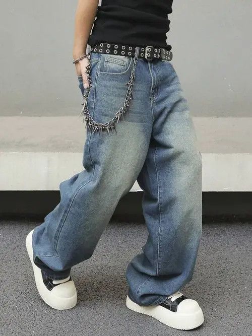 Jean Washed Y2k Denim Jeans Skate fit Baggy Size US 30 / EU 46 - 4 Thumbnail