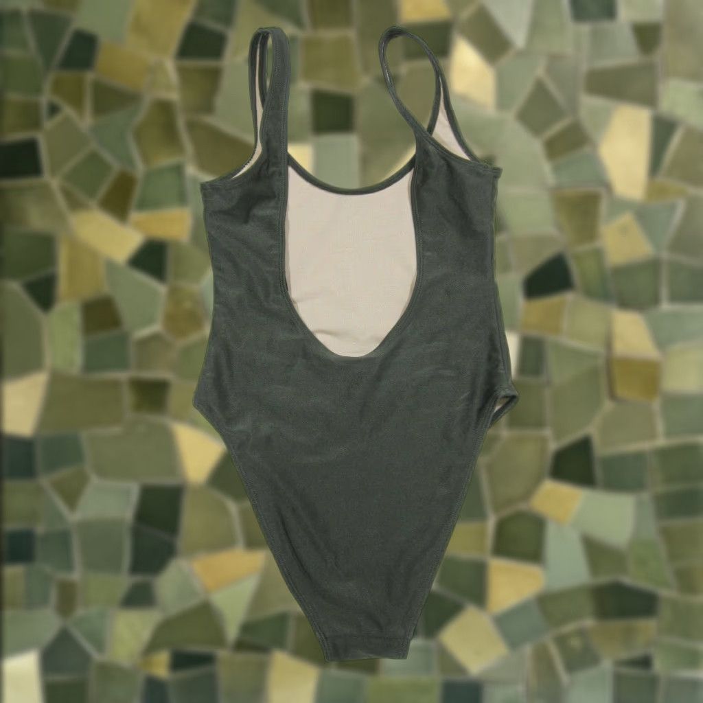Vintage NWT Dixperfect Army Green 80's 90's High Cut One Piece Swimsuit Small Womens Size ONE SIZE - 1 Thumbnail