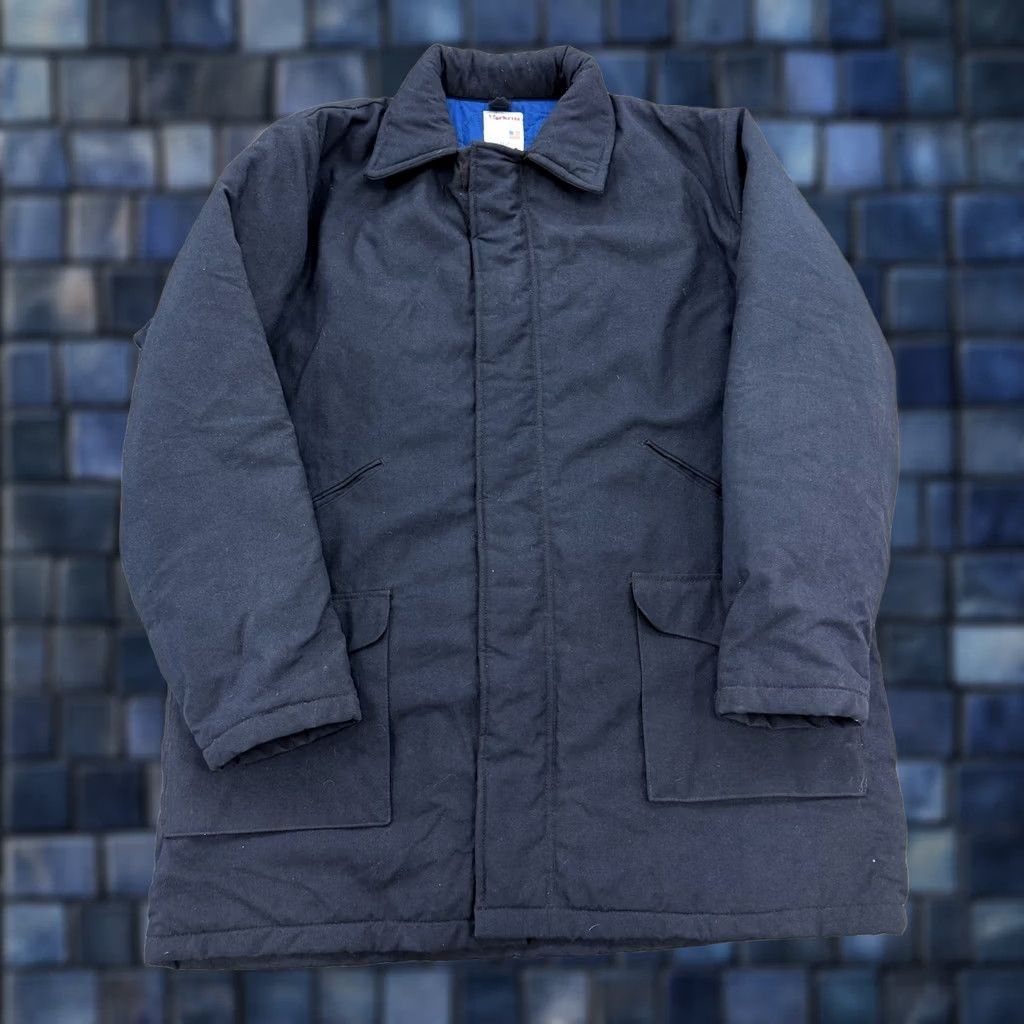 Vintage VINTAGE Workrite Jacket Coat Mens Large Navy Blue Black Zip Snap Front Distressed USA Mens Jacket Size US L / EU 52-54 / 3 - 1 Thumbnail