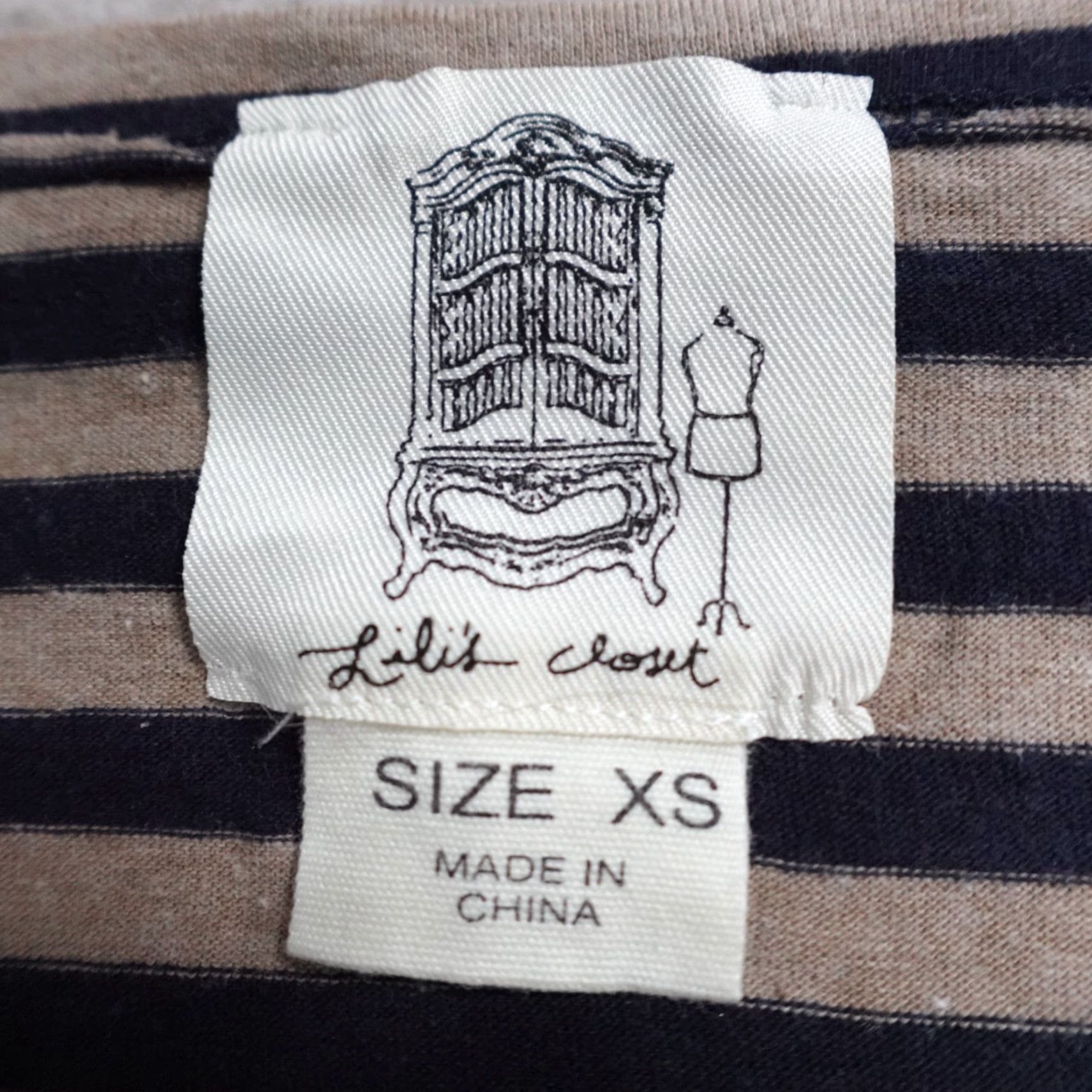 Vintage Lili's Closet Womens T-Shirt XS Blue Striped 3/4 Sleeve Pullover Casual Business Travel Cotton Polyester Shirt Tops - Womens Size XS / US 0-2 / IT 36-38 - 3 Thumbnail