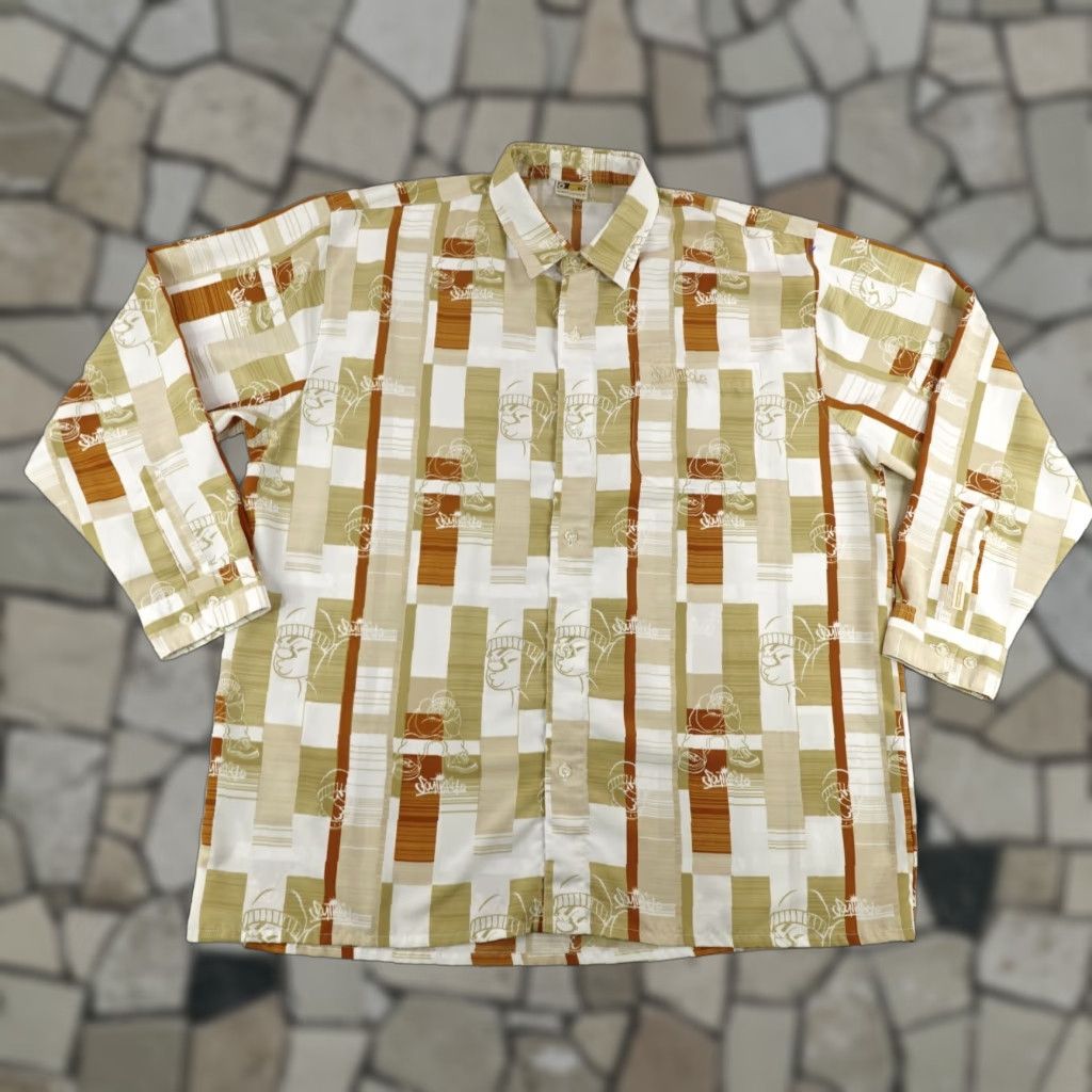 Southpole VINTAGE Southpole Shirt Mens XL Beige White Red Button Up Grafitti Hip Hop Y2K Size US XL / EU 56 / 4 - 1 Thumbnail