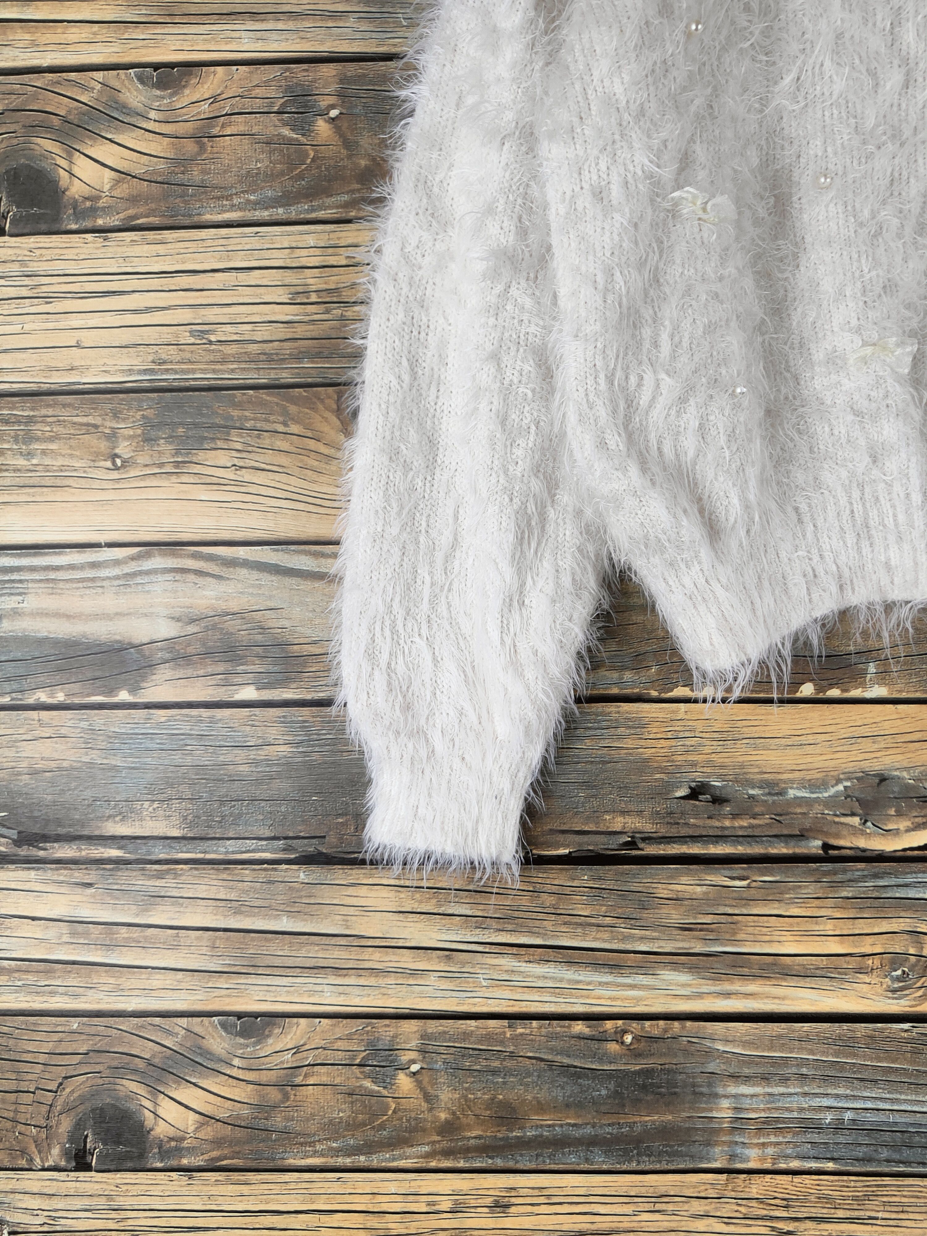 Japanese Brand DL Ingni White Fur Mohair Knitwear Crop Tops 46-440 Size S / US 4 / IT 40 - 4 Thumbnail