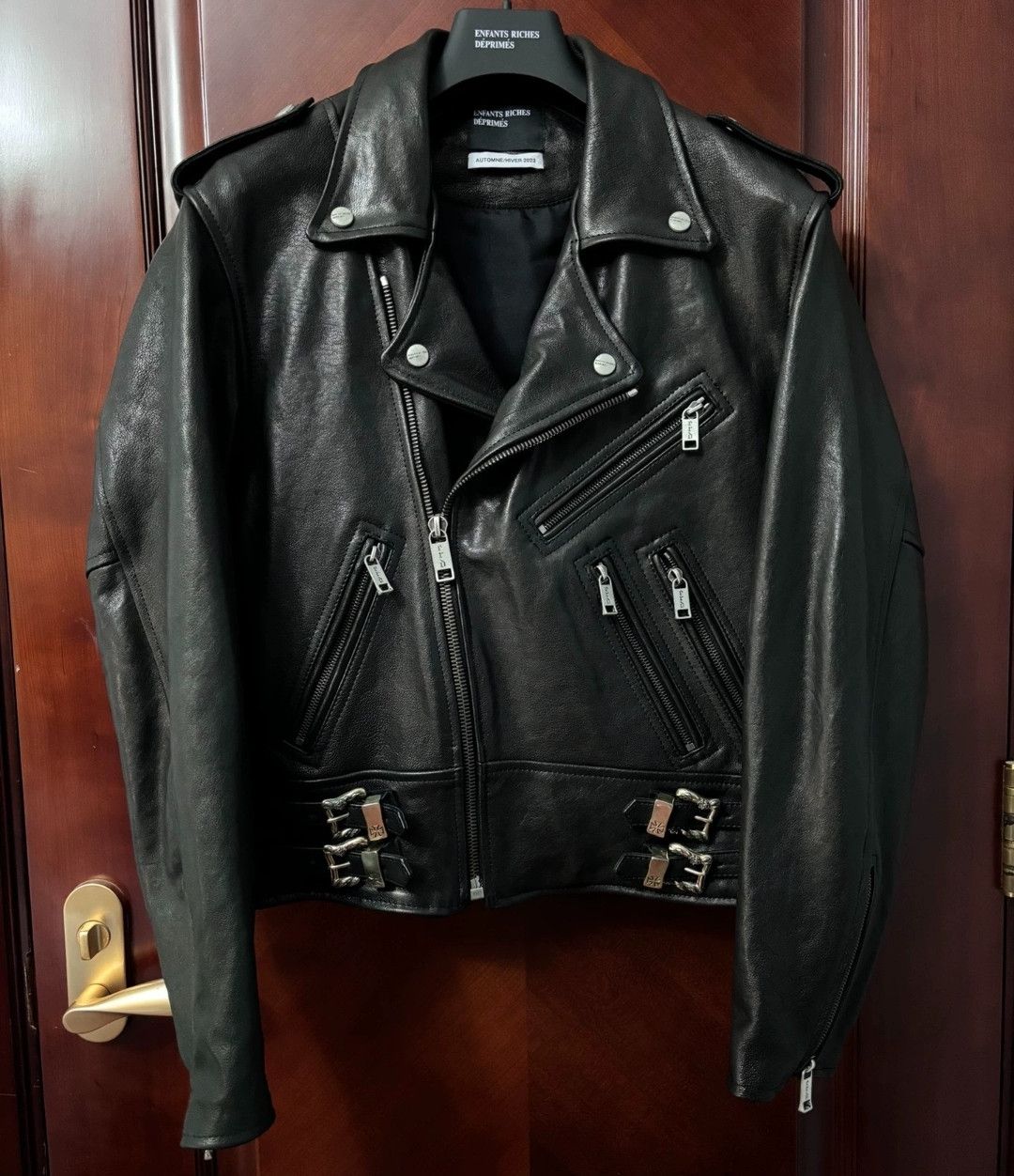 Enfants Riches Deprimes double waist rose silver button biker leather jacket Size US L / EU 52-54 / 3 - 1 Thumbnail