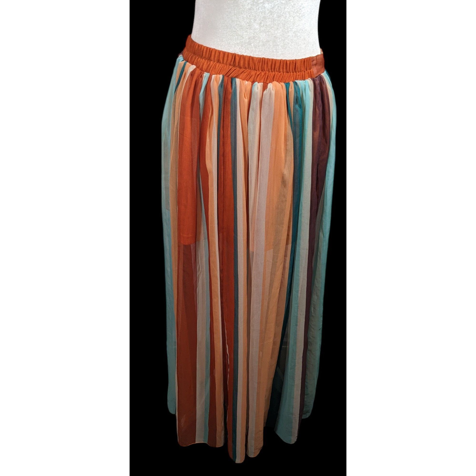 Other Vintage Spoon Jeans Striped Retro Sunset Maxi Skirt Size 31" - 2 Thumbnail