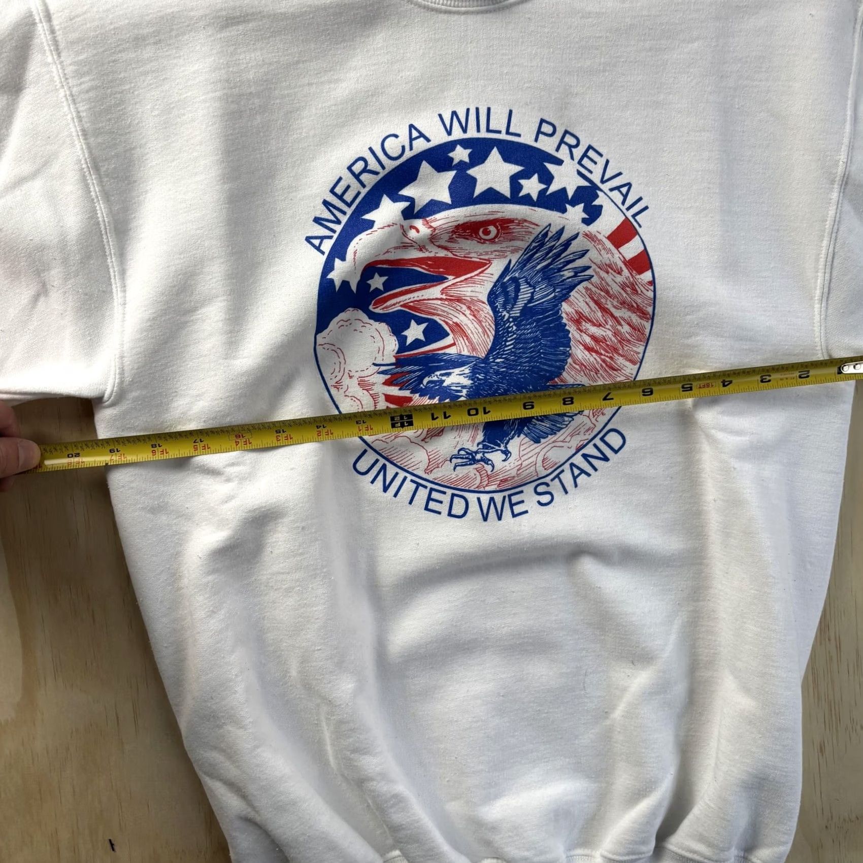 Jerzees JERZEES Shirt Mens M White Sweatshirt America Will Prevail Eagle Fleece Graphic Size US M / EU 48-50 / 2 - 6 Thumbnail