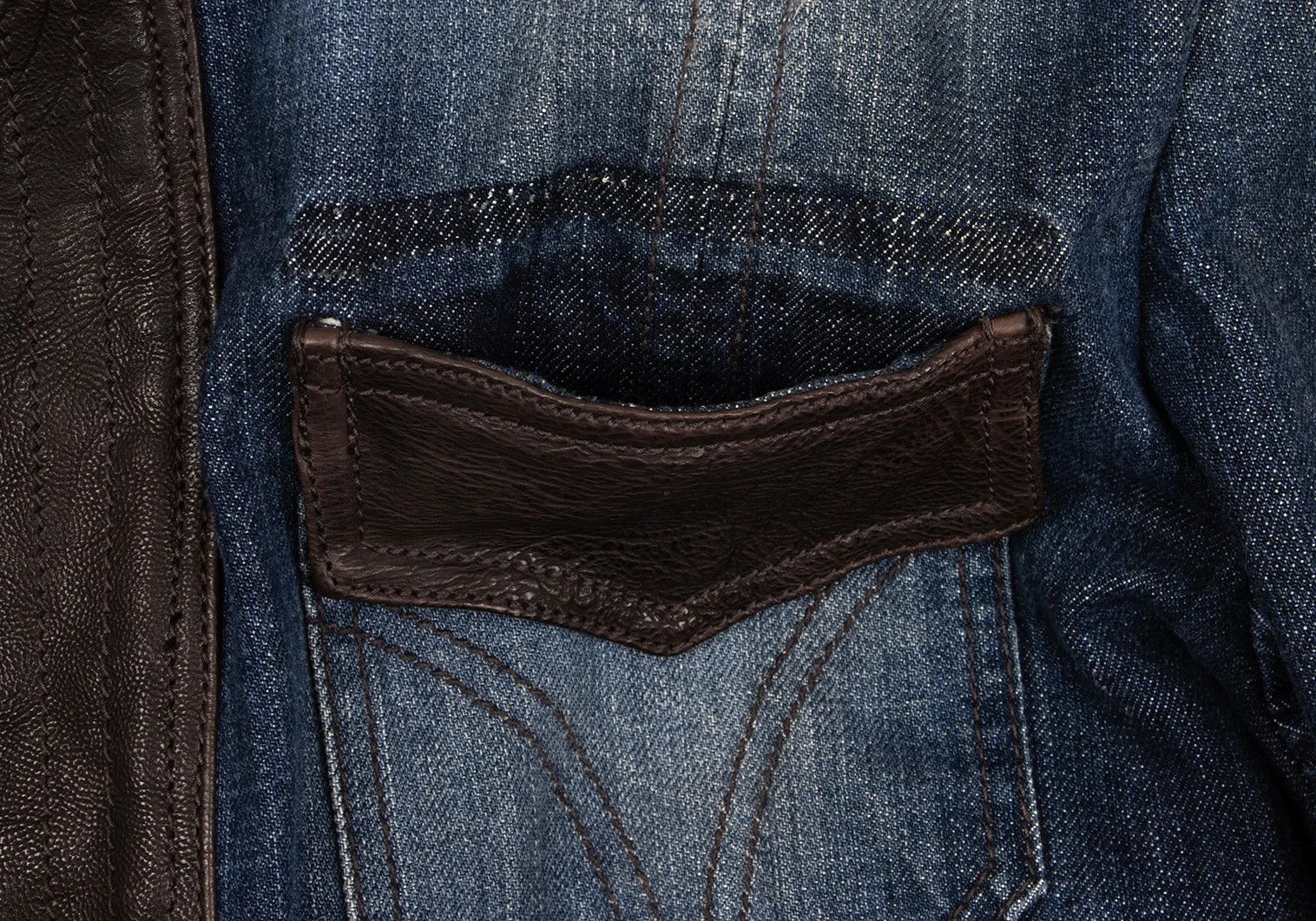 Dolce & Gabbana Cut Design Leather-Trim Denim Jacket Indigo Size M Size US M / EU 48-50 / 2 - 5 Thumbnail