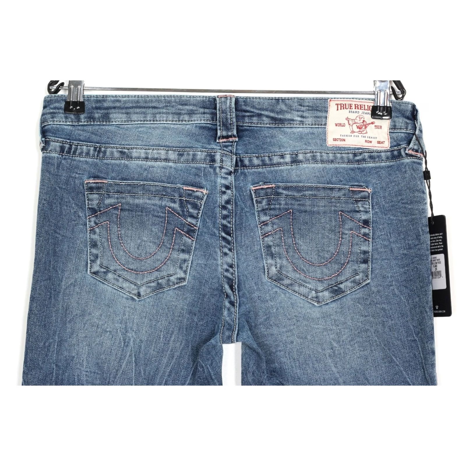 True Religion TRUE RELIGION Jeans Women Flared Bootcut Low Rise W29 Inseam 32" Blue Knit Denim Pocket 5-Pocket Design Stretch Adult Womens Size 29" - 4 Thumbnail