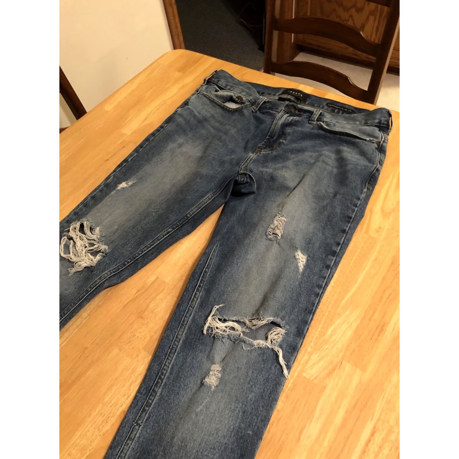 Pacsun Pacsun Men Skinny Jeans 34x32 Distressed 5-Pocket Stretch Medium Wash Blue 90s Theme Mens Size US 34 / EU 50 - 2 Thumbnail