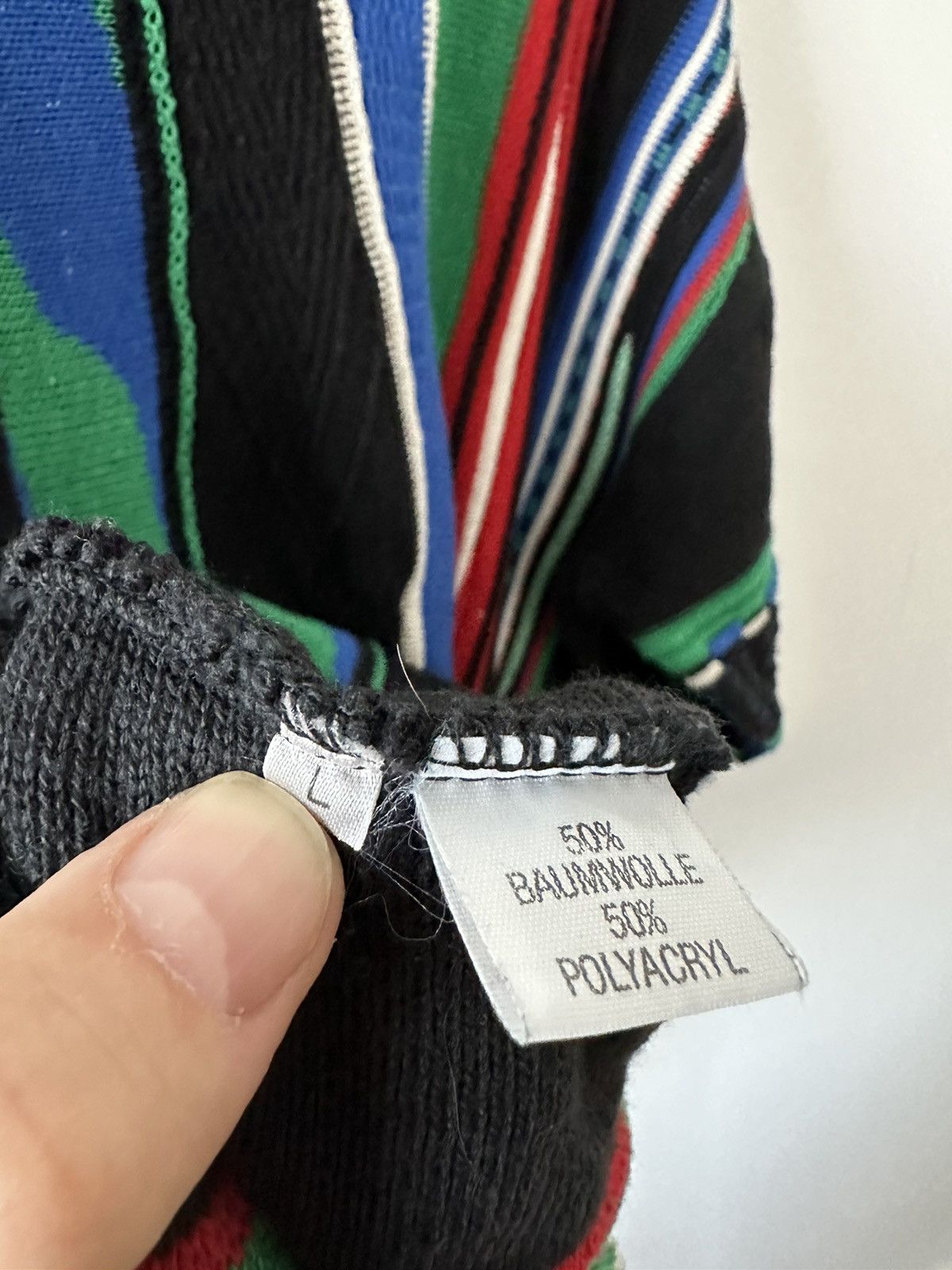 Vintage Coloured multi-cable knit colourful sweater Size US L / EU 52-54 / 3 - 8 Thumbnail