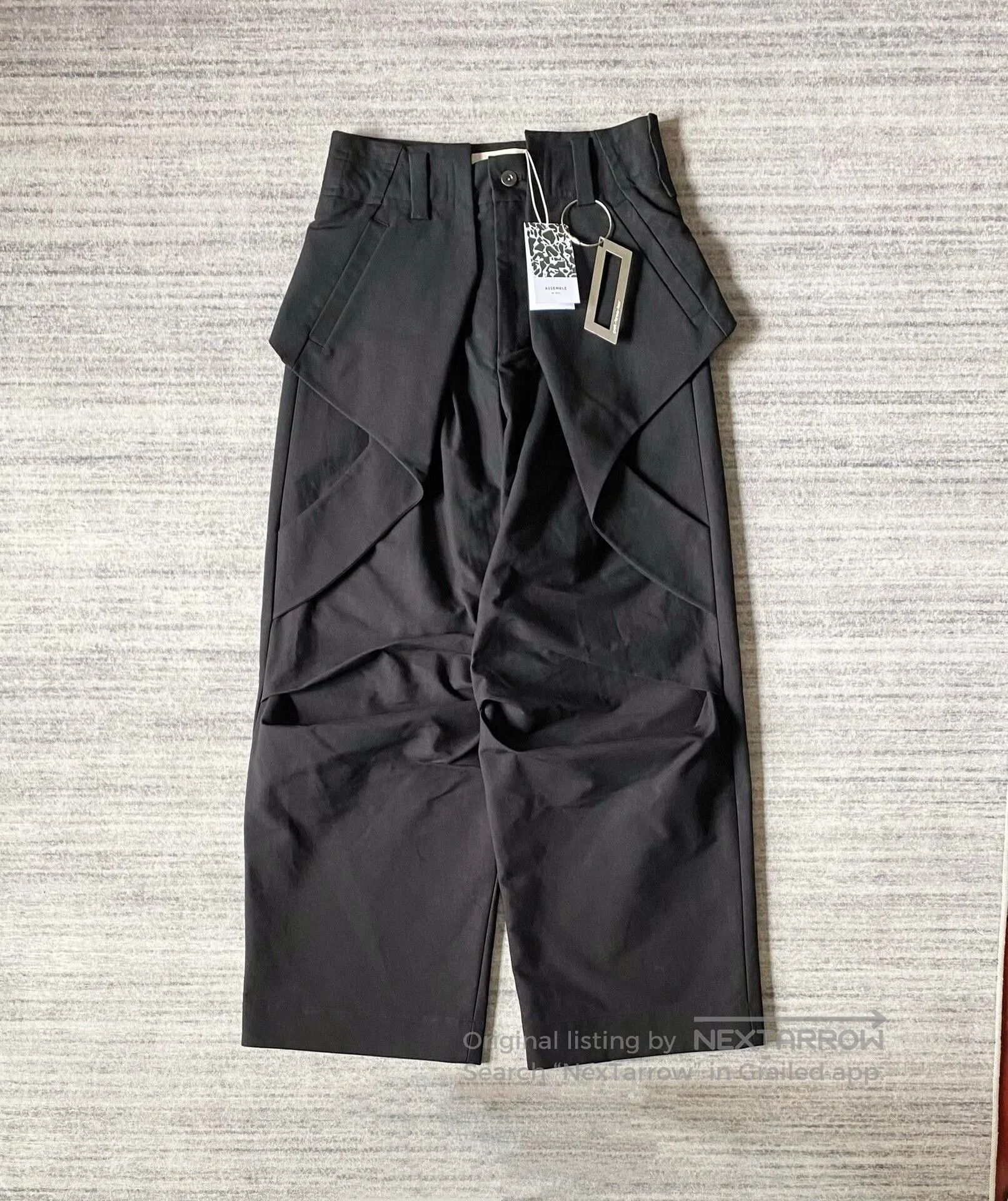 Other Black Wide-Leg Trousers with Unique Design. Size 41" - 1 Thumbnail
